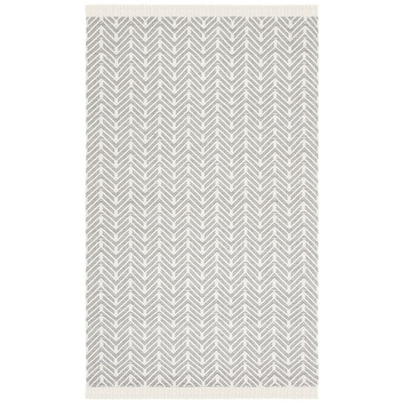 SAFAVIEH Natura Caylee Chevron Area Rug, Ivory/Grey, 4' x 6'