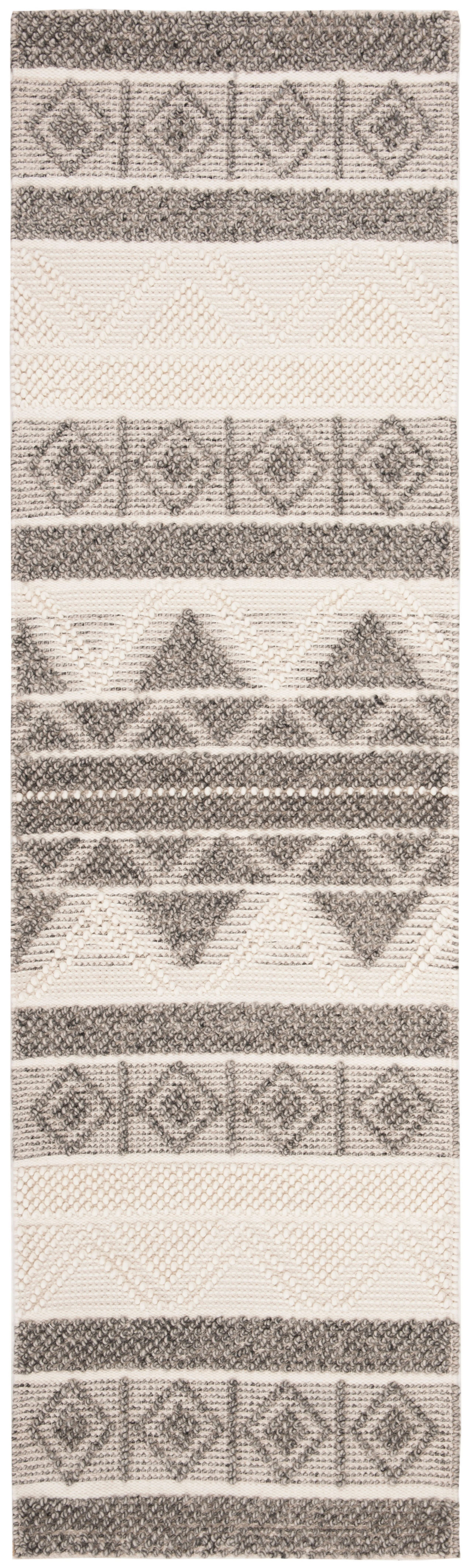 Ivory and Gray Hand-Tufted Wool Runner Rug, 2'3" x 8'