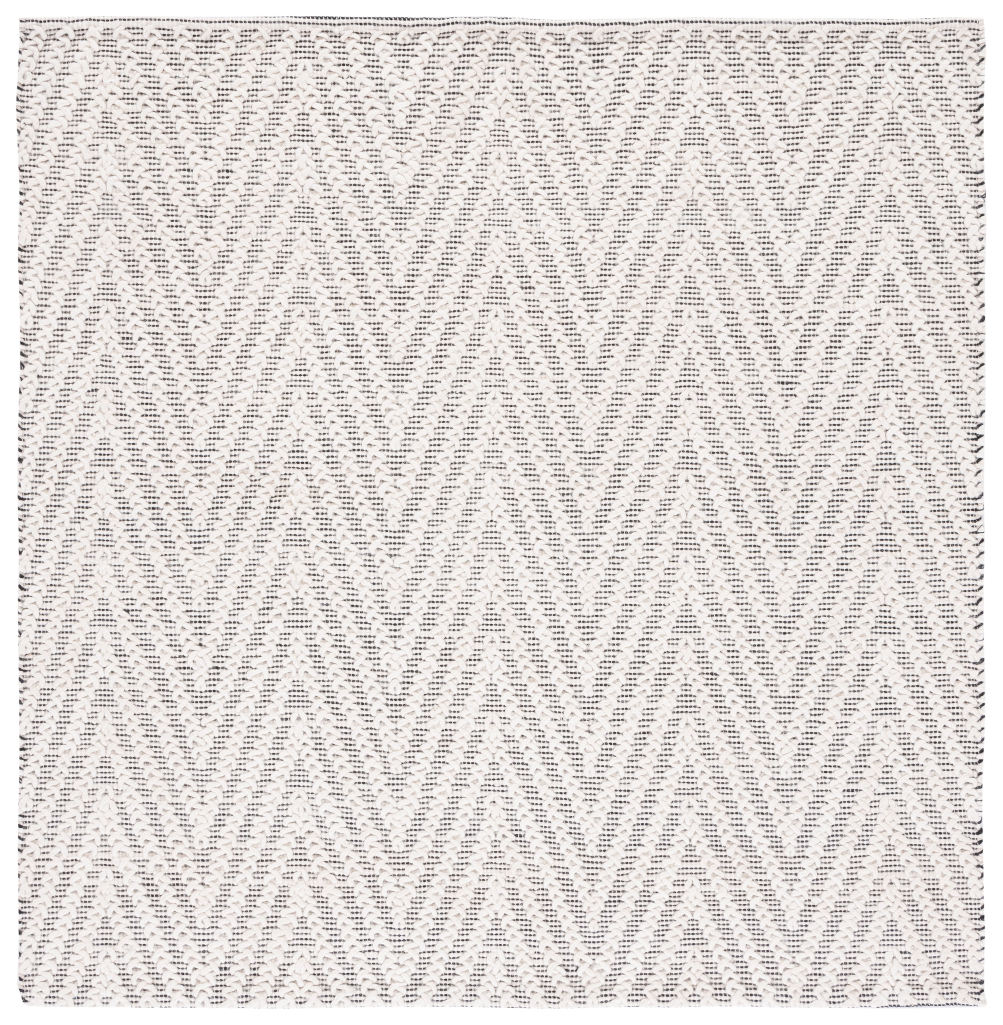 Handmade Black and Ivory Wool Tufted Square Rug