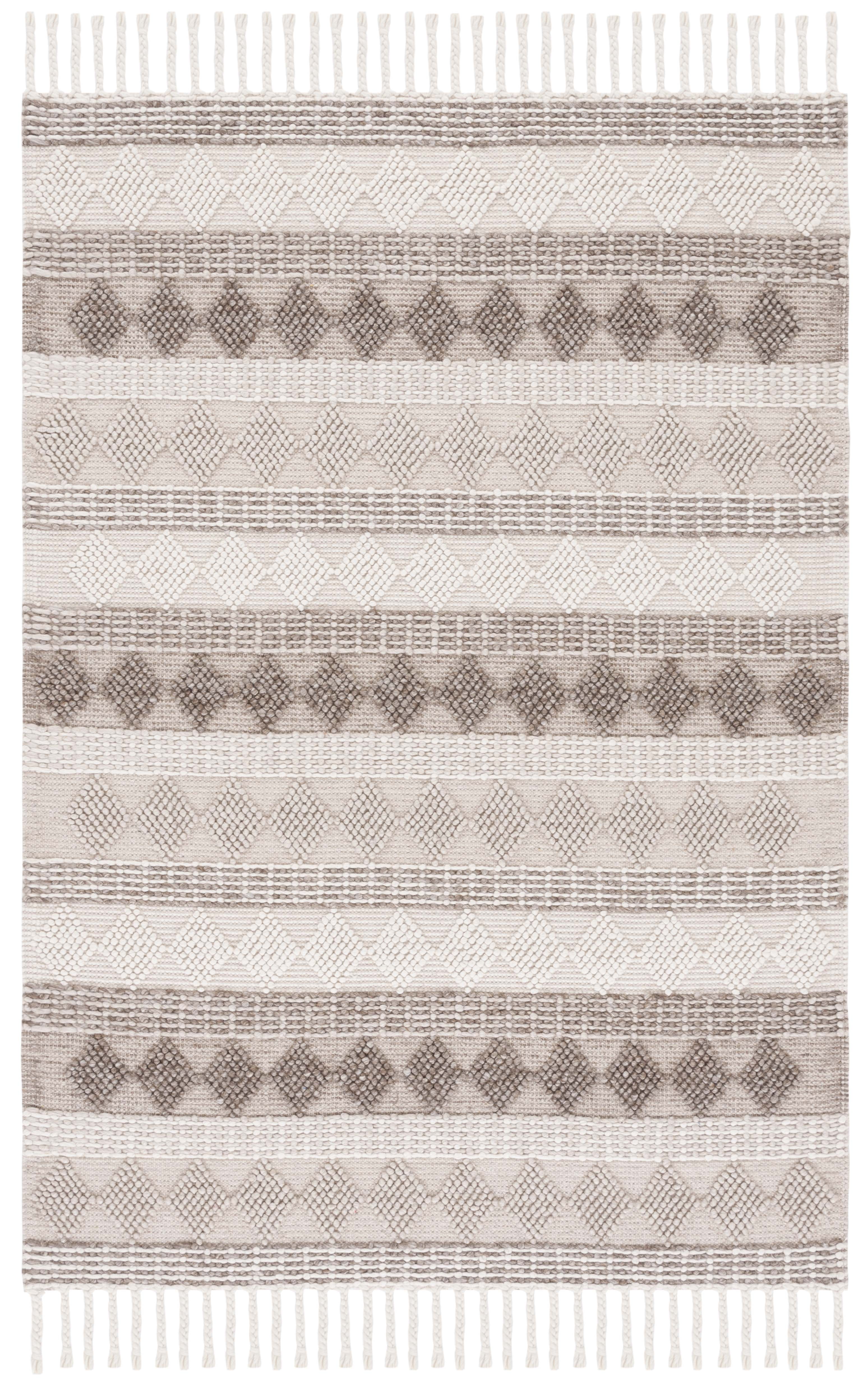Ivory and Grey 6' x 9' Handmade Wool Flat Woven Rug