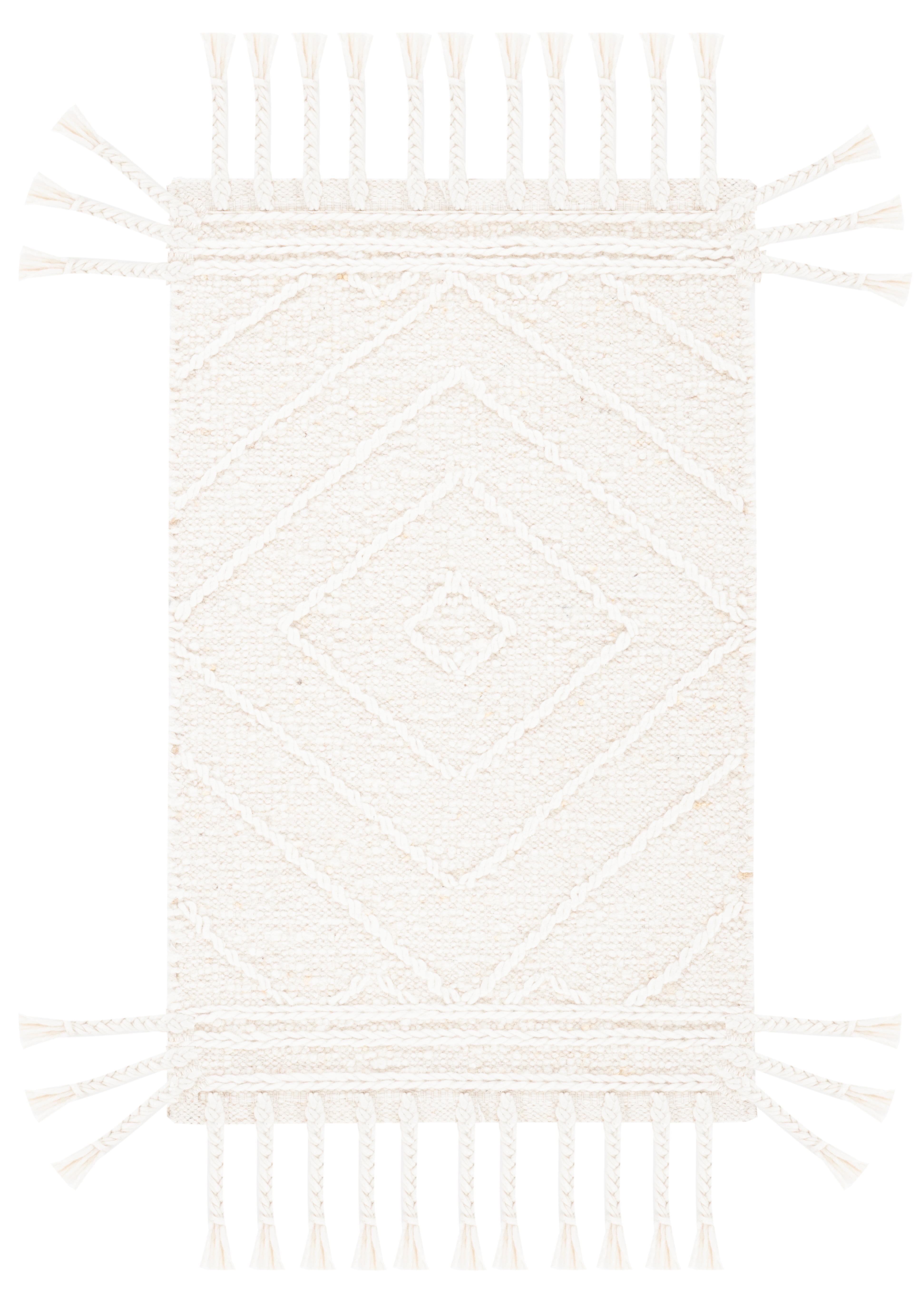 Ivory Hand Woven Wool and Chenille Area Rug 2' x 3'