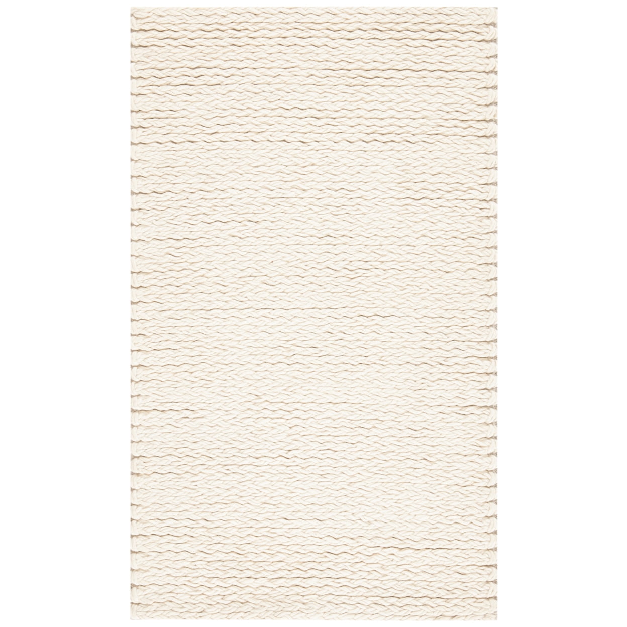 Ivory Hand-Tufted Wool Rectangular Area Rug 3' x 5'