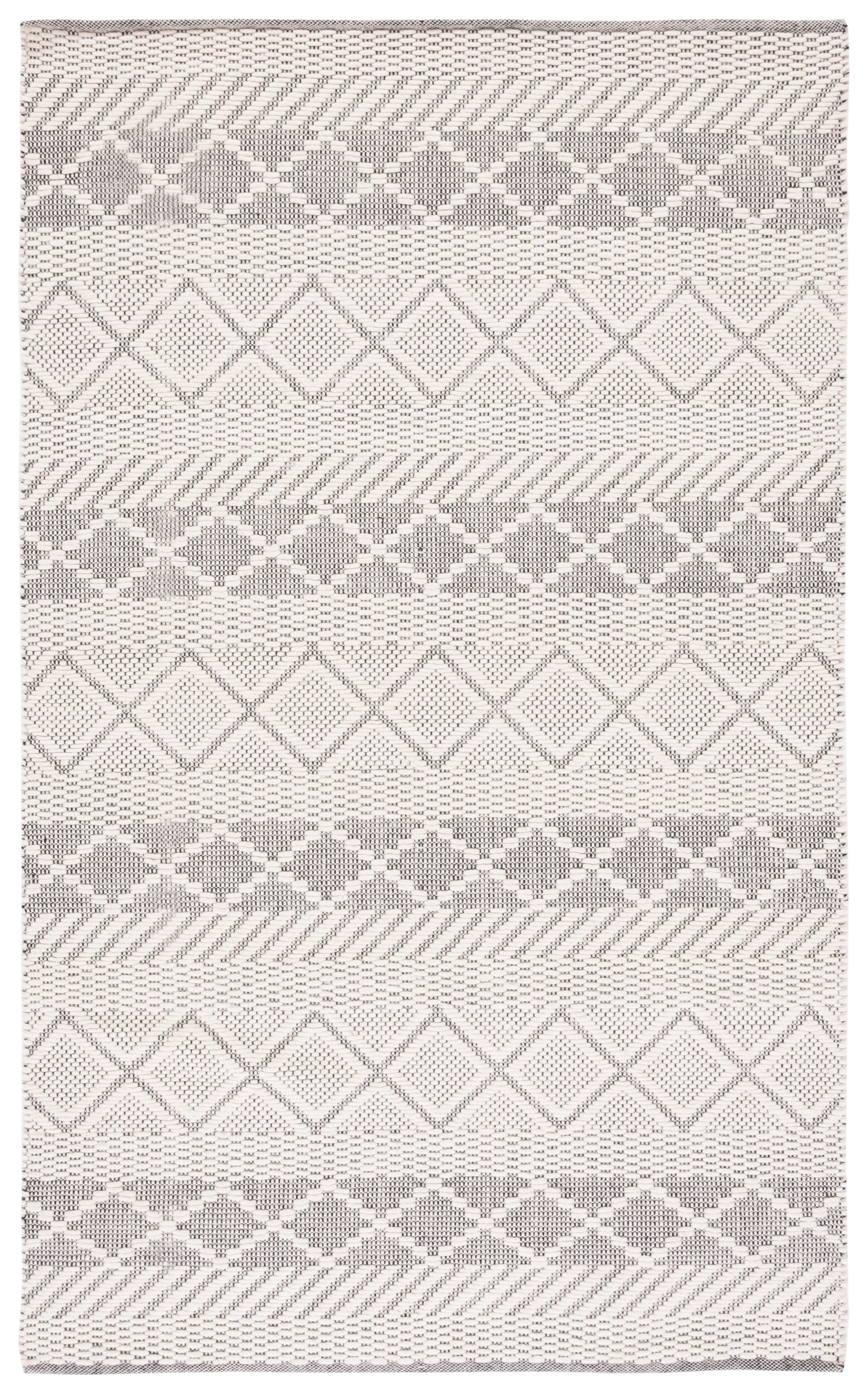 Ivory Hand-Tufted Wool Rectangular Rug with Fringe, 3' x 5'
