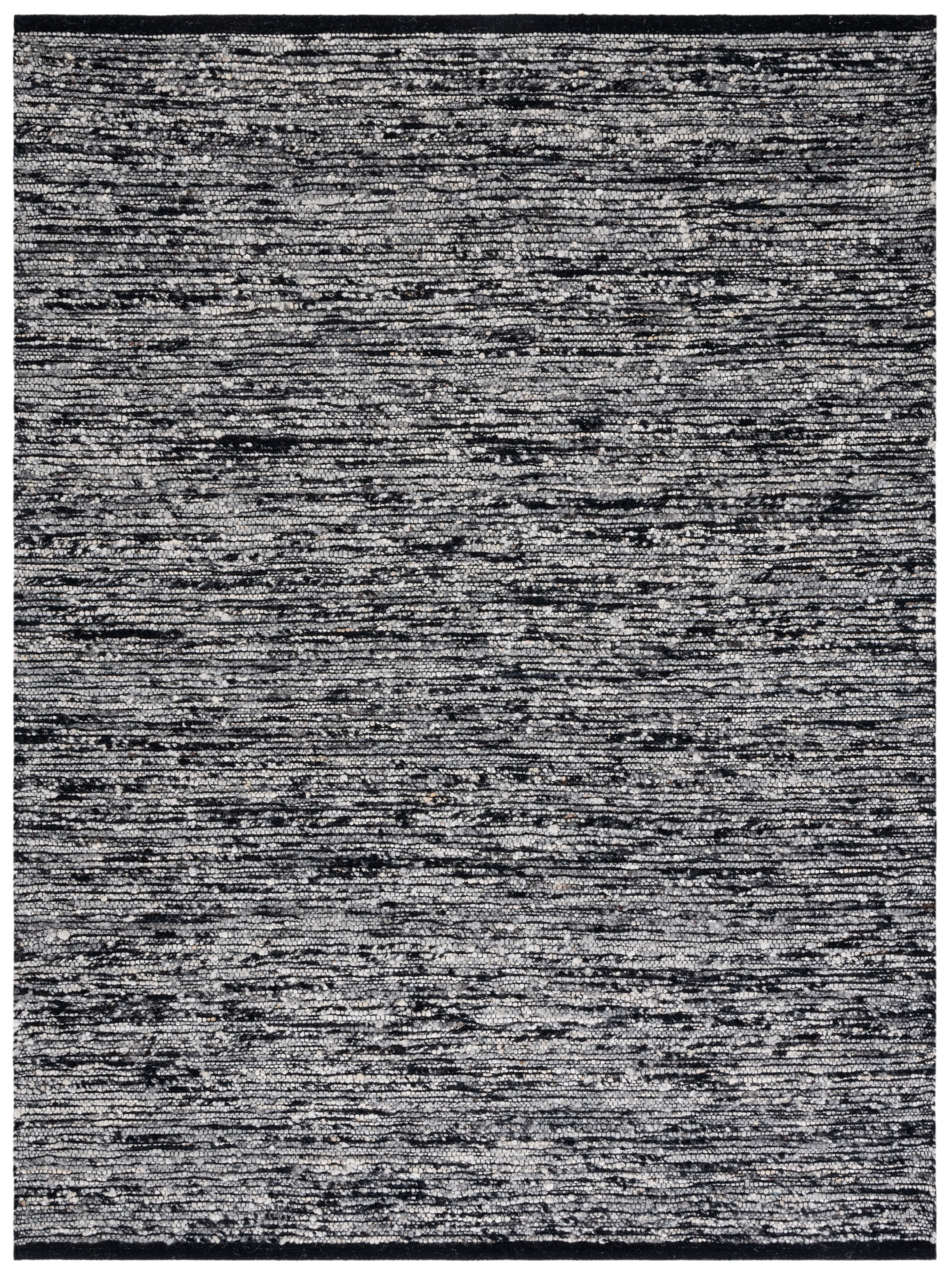 Artisan-Crafted Black Wool 8' x 10' Handwoven Area Rug