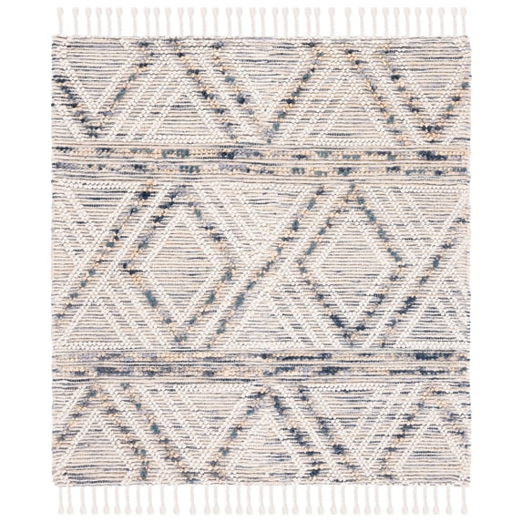 SAFAVIEH Natura Colleen Southwestern Area Rug, Ivory/Blue, 6' x 6' Square