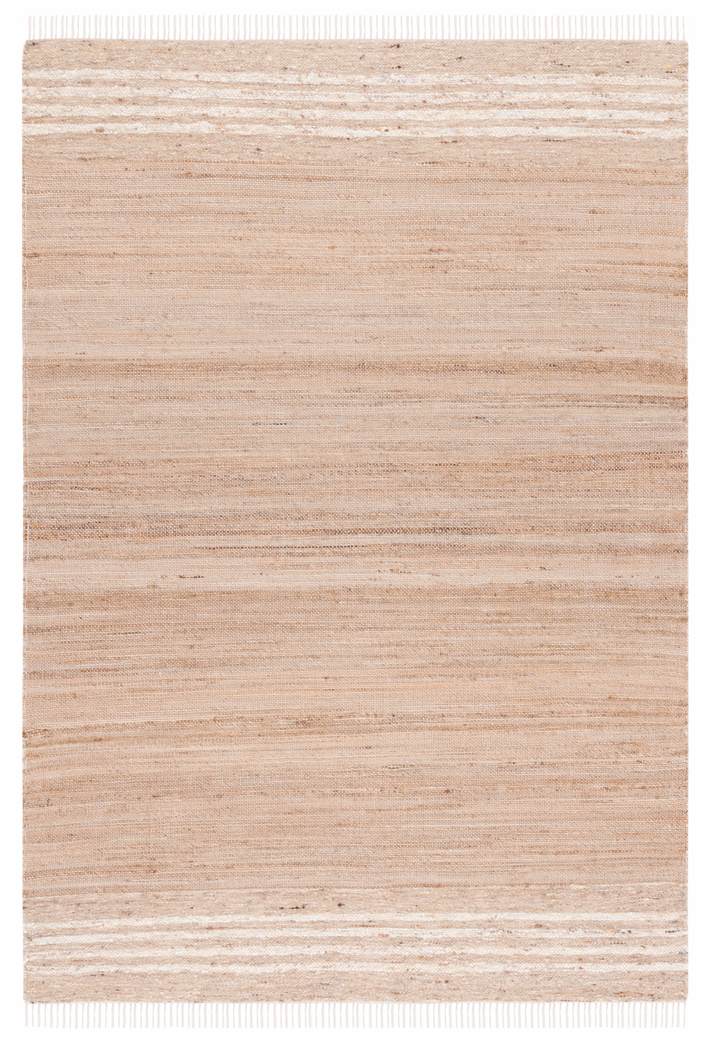 Ivory and Natural Striped Handwoven Wool Area Rug