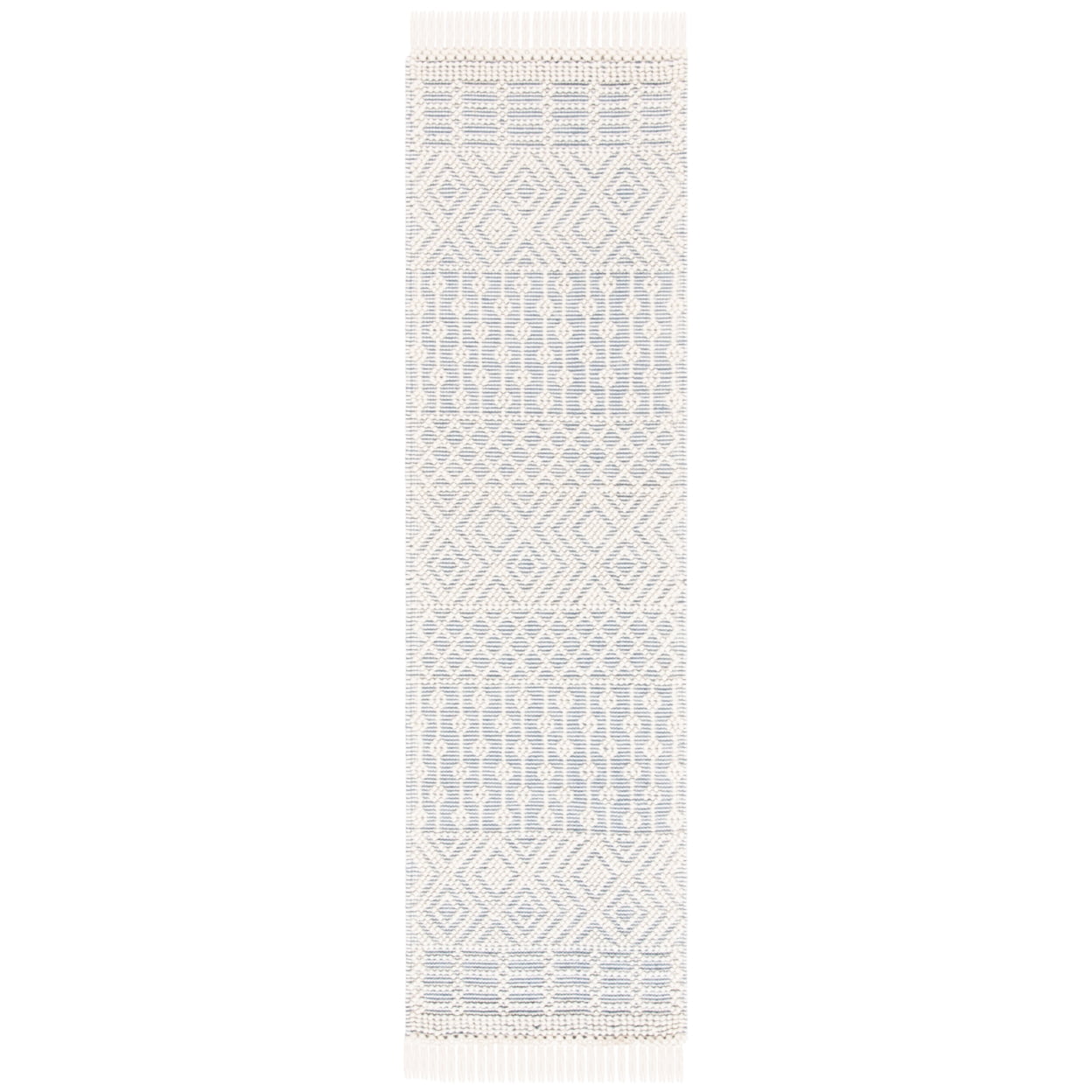 SAFAVIEH Natura Cordelia Southwestern Fringe Wool Runner Rug, Ivory/Grey, 2'3" x 8'