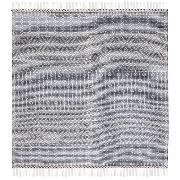 SAFAVIEH Natura Cordelia Southwestern Wool Area Rug, Ivory/Blue, 4' x 4' Square