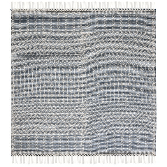SAFAVIEH Natura Cordelia Southwestern Wool Area Rug, Ivory/Blue, 6' x 6' Square