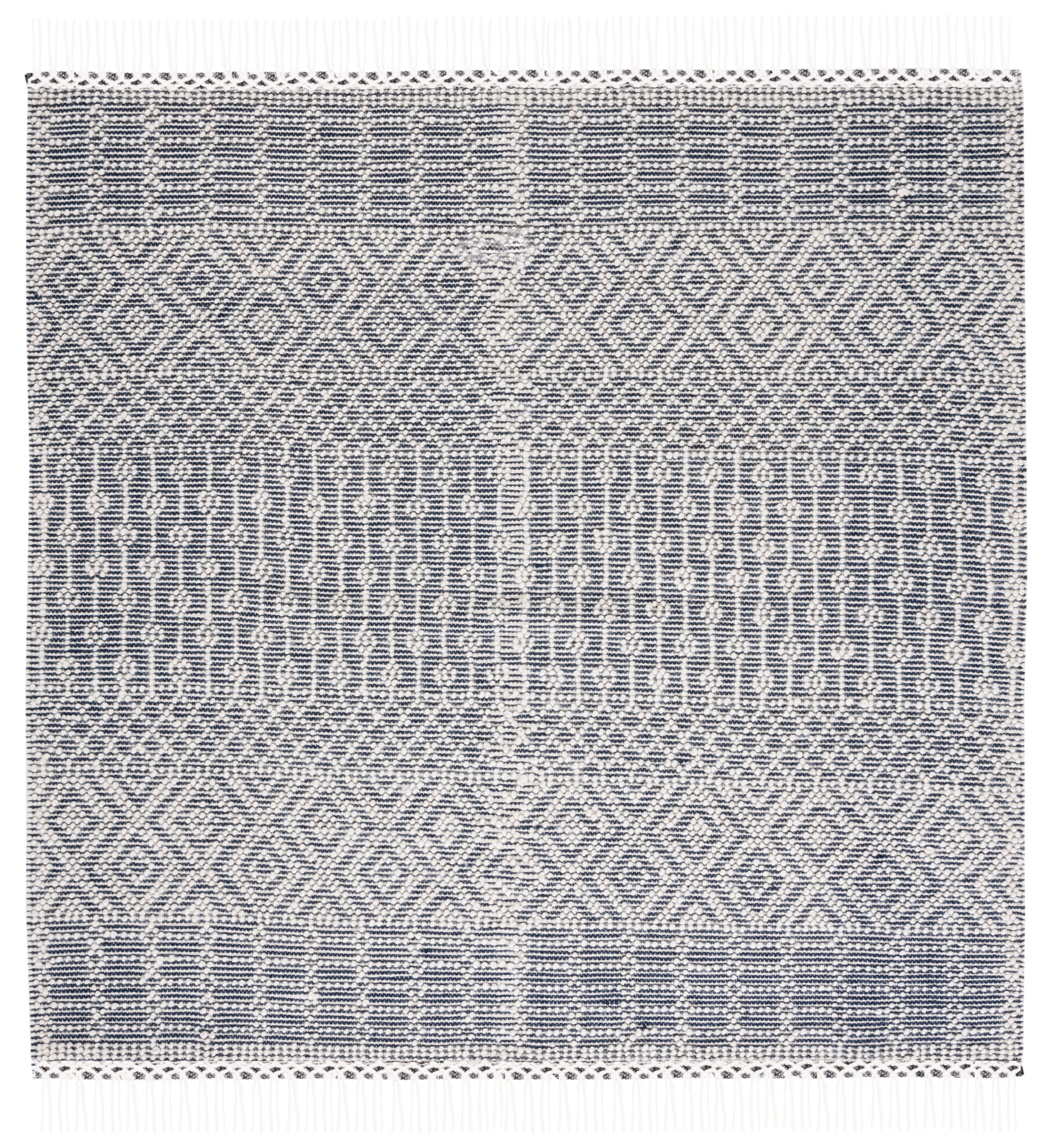 SAFAVIEH Natura Cordelia Southwestern Wool Area Rug, Ivory/Navy, 4' x 4' Square