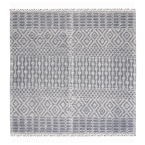 SAFAVIEH Natura Cordelia Southwestern Wool Area Rug, Ivory/Navy, 4' x 4' Square