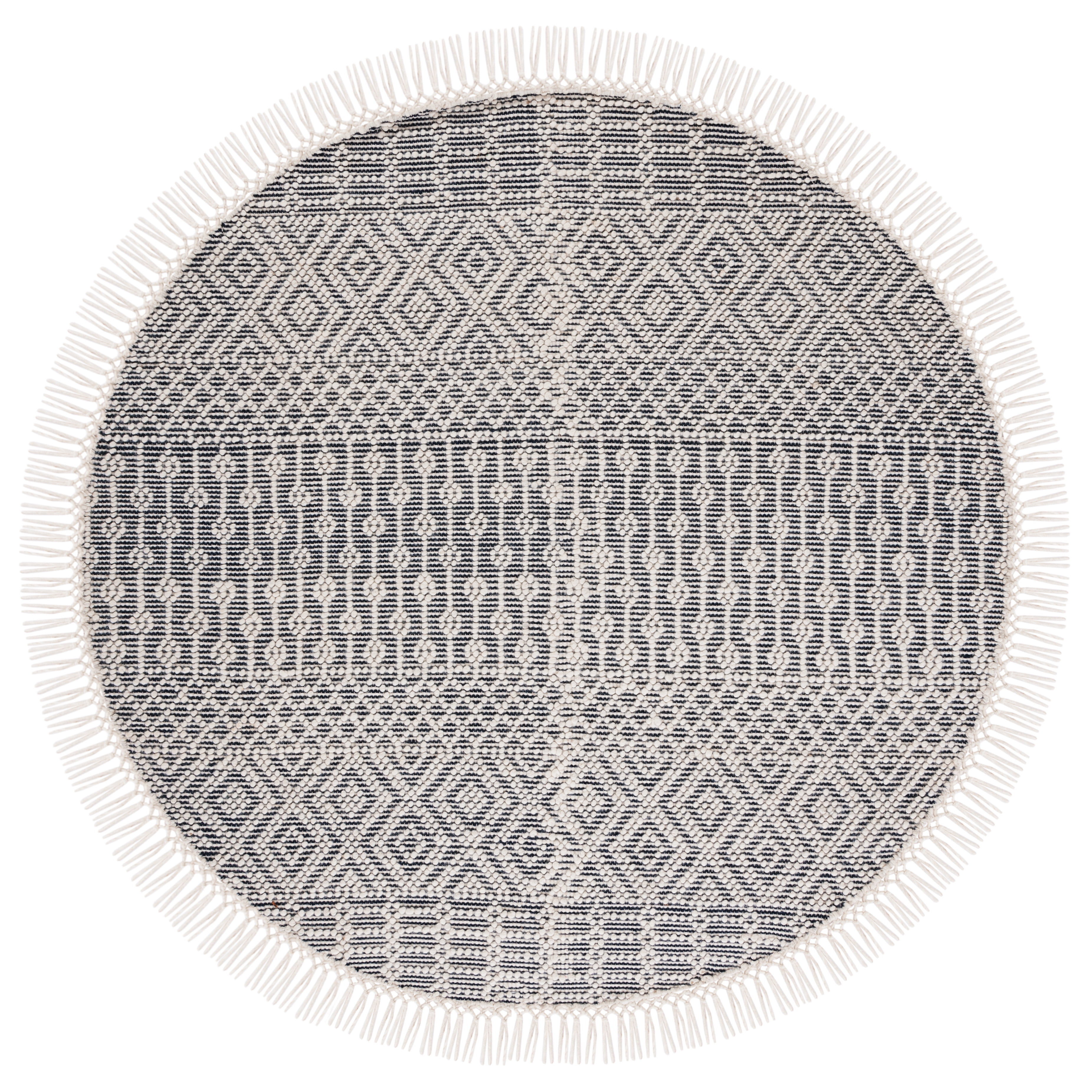 SAFAVIEH Natura Cordelia Southwestern Wool Area Rug, Ivory/Navy, 6' x 6' Round