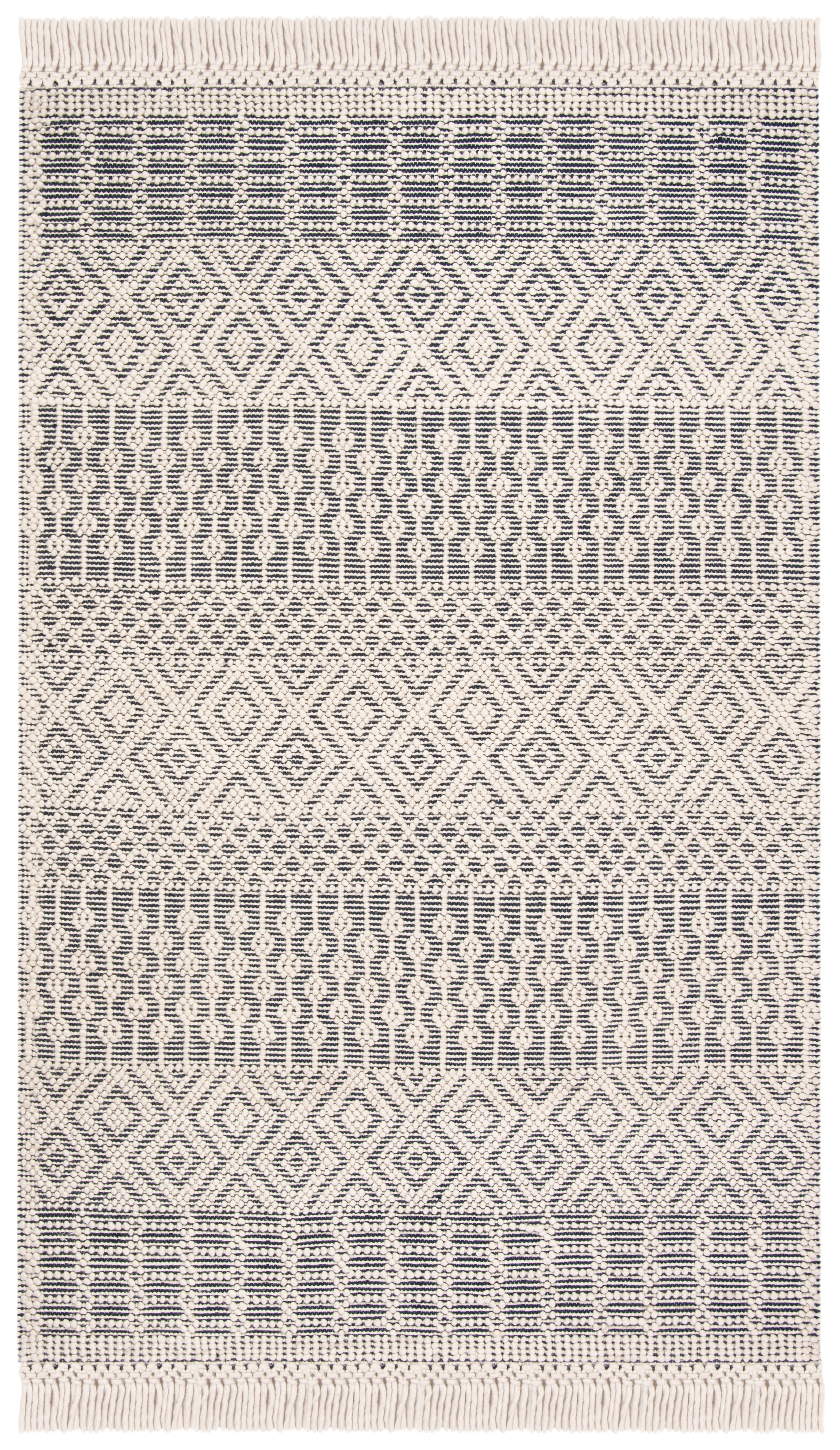 SAFAVIEH Natura Cordelia Southwestern Wool Area Rug, Ivory/Navy, 6' x 9'