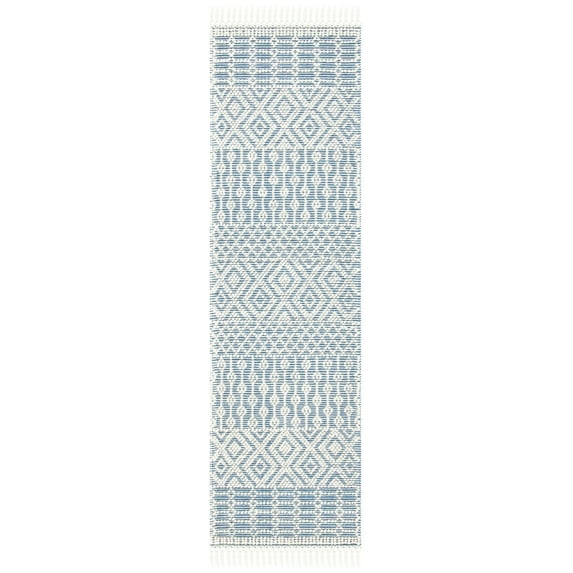 SAFAVIEH Natura Cordelia Southwestern Wool Runner Rug, Ivory/Blue, 2'3" x 14'