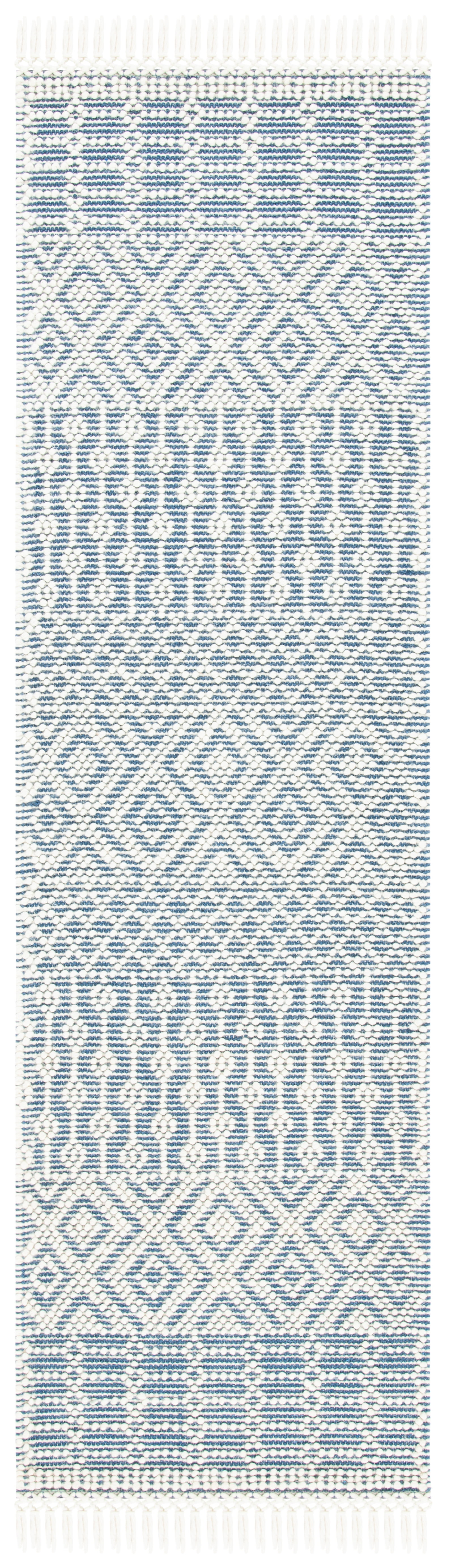 SAFAVIEH Natura Cordelia Southwestern Wool Runner Rug, Ivory/Blue, 2'3" x 8'