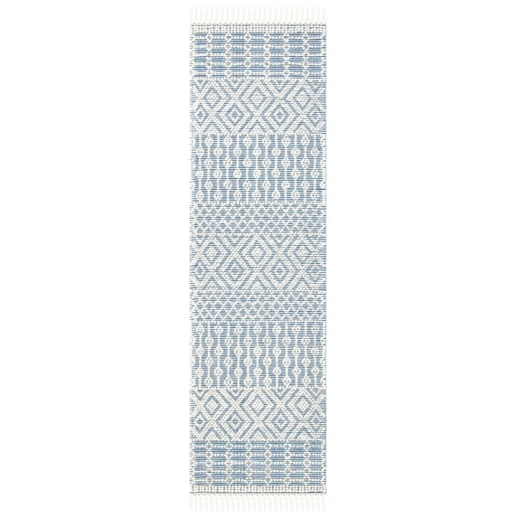 SAFAVIEH Natura Cordelia Southwestern Wool Runner Rug, Ivory/Blue, 2'3" x 8'