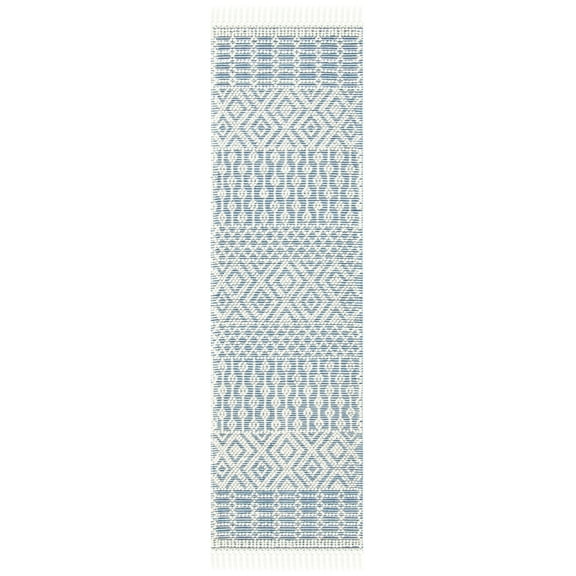 SAFAVIEH Natura Cordelia Southwestern Wool Runner Rug, Ivory/Blue, 2'3" x 8'