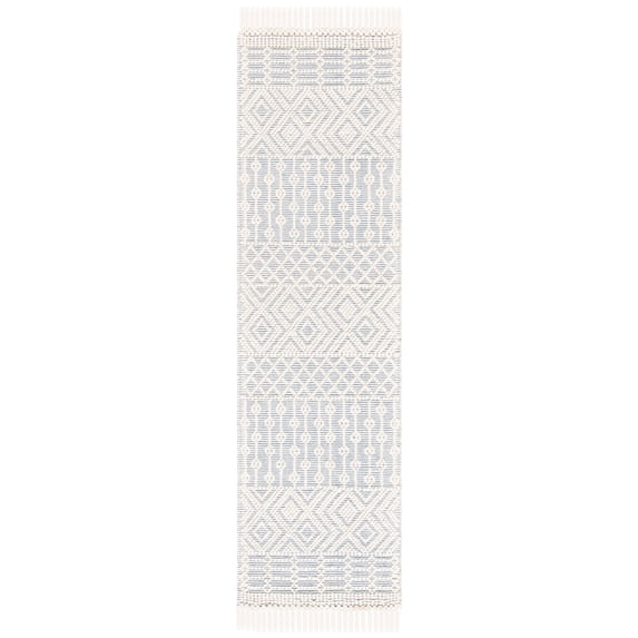 SAFAVIEH Natura Cordelia Southwestern Wool Runner Rug, Ivory/Grey, 2'3" x 12'