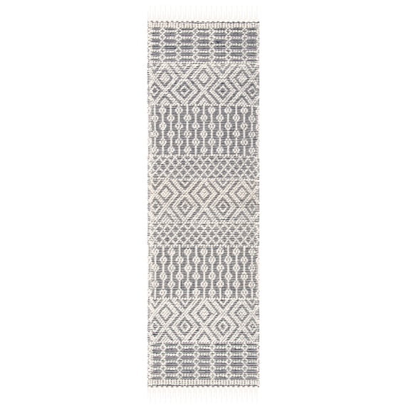 SAFAVIEH Natura Cordelia Southwestern Wool Runner Rug, Ivory/Navy, 2'3" x 12'