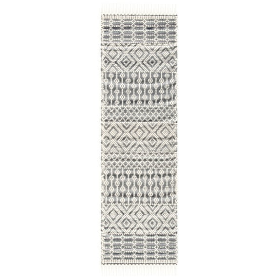 SAFAVIEH Natura Cordelia Southwestern Wool Runner Rug, Ivory/Navy, 2'3" x 8'