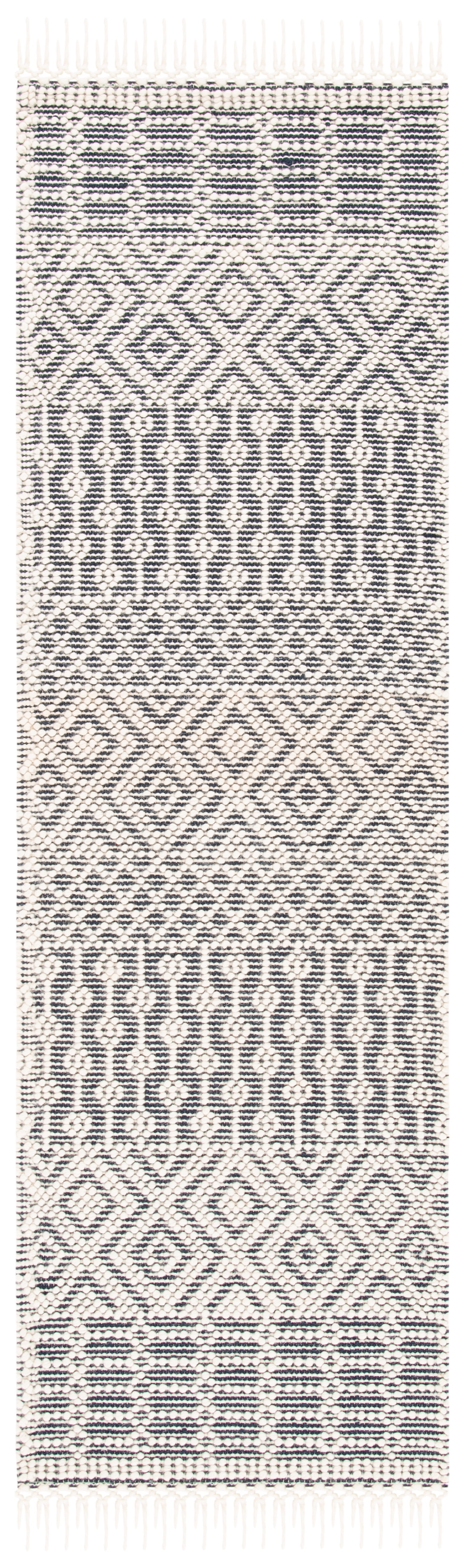 SAFAVIEH Natura Cordelia Southwestern Wool Runner Rug, Ivory/Navy, 2' x 5'