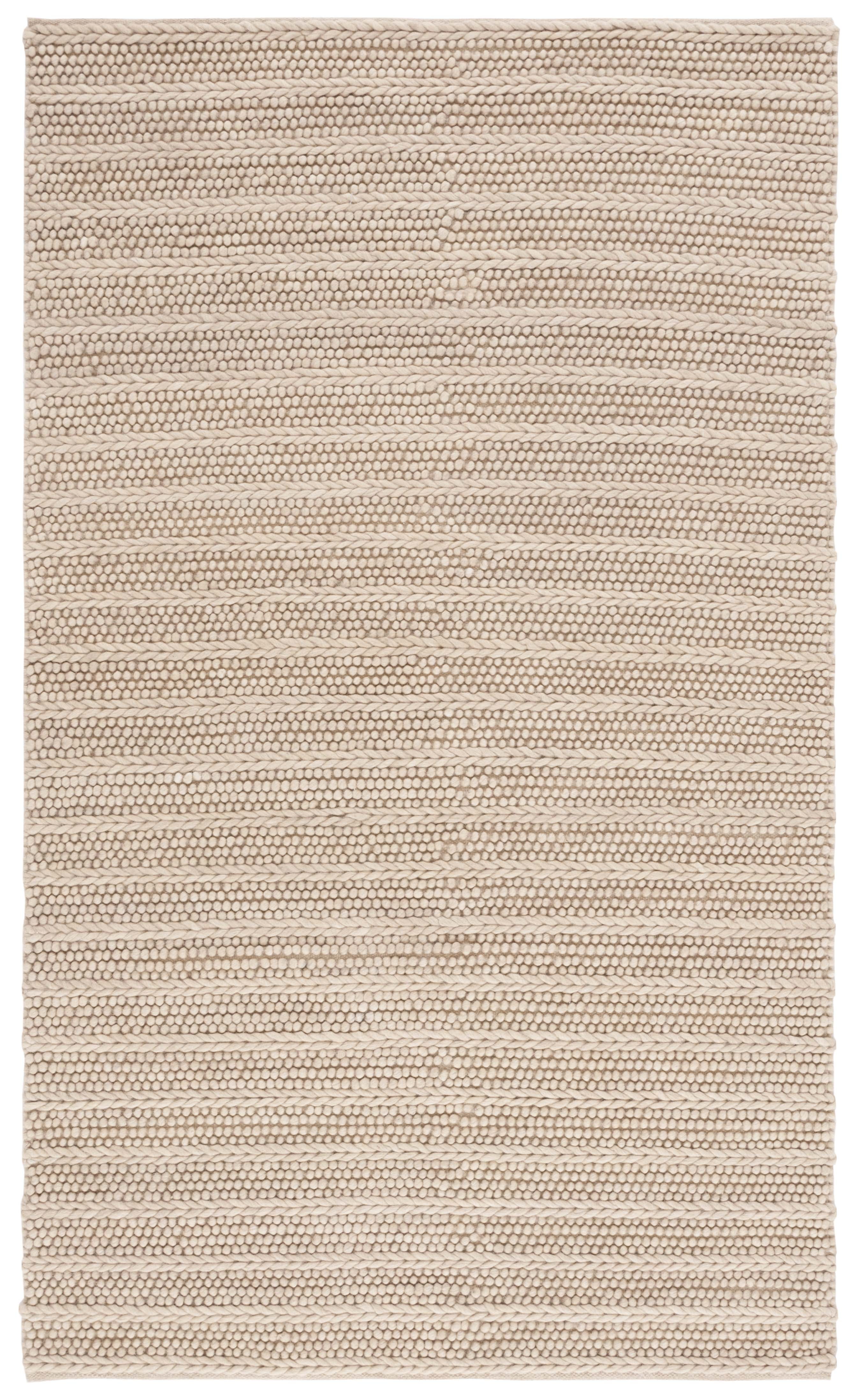 Beige Flat Woven Handmade Wool Rectangular Area Rug 4' x 6'