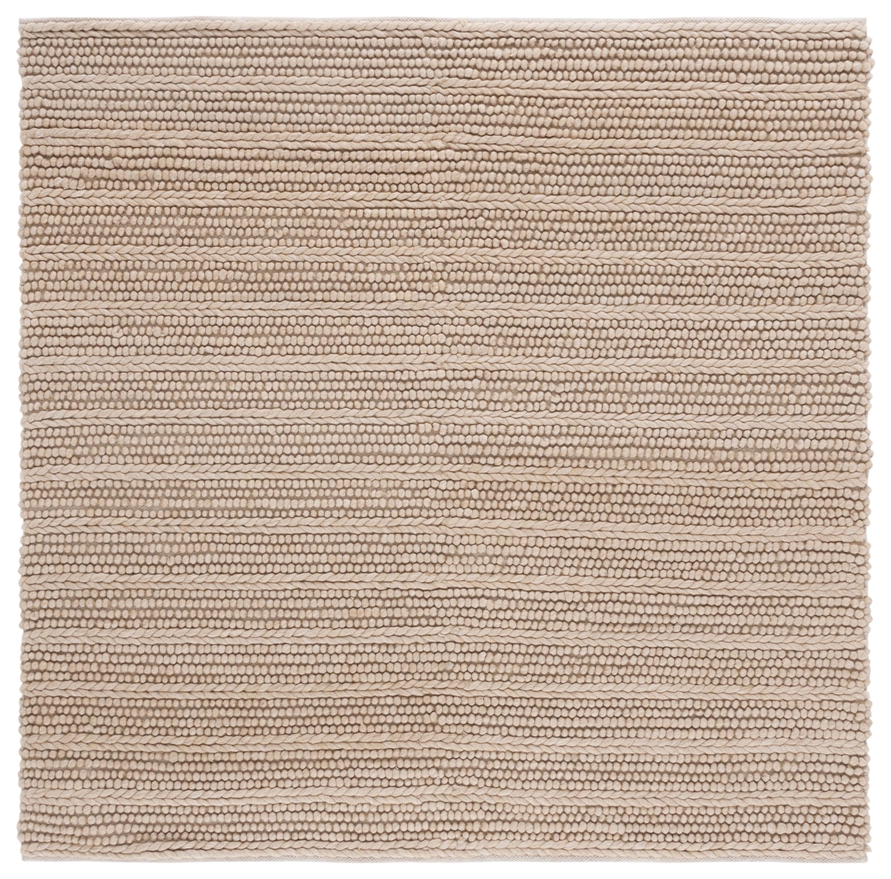 Natura Artisan-Crafted Beige Wool 6' Square Area Rug