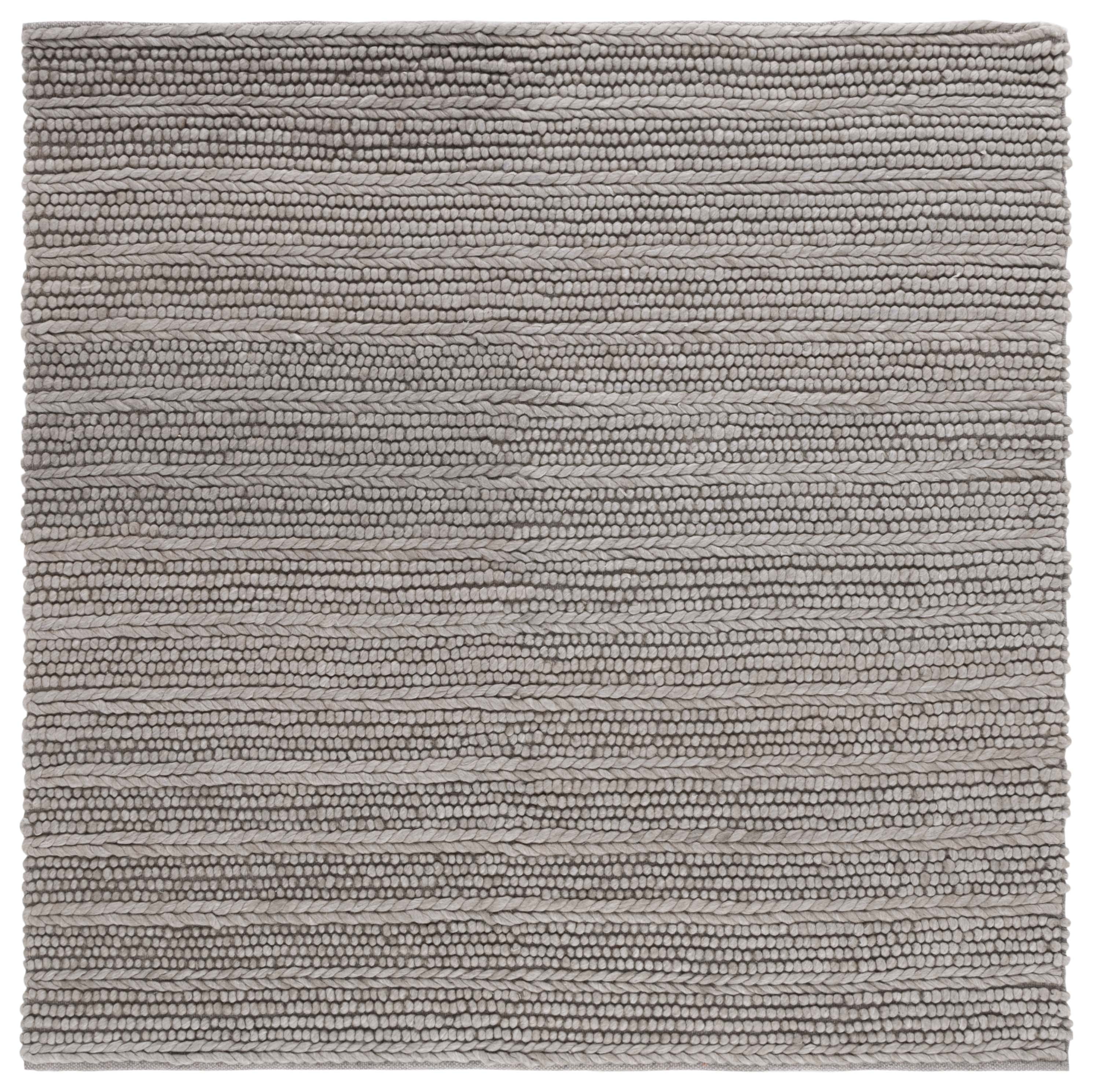 Gray Flat Woven Handmade Wool Square Rug 6' x 6'