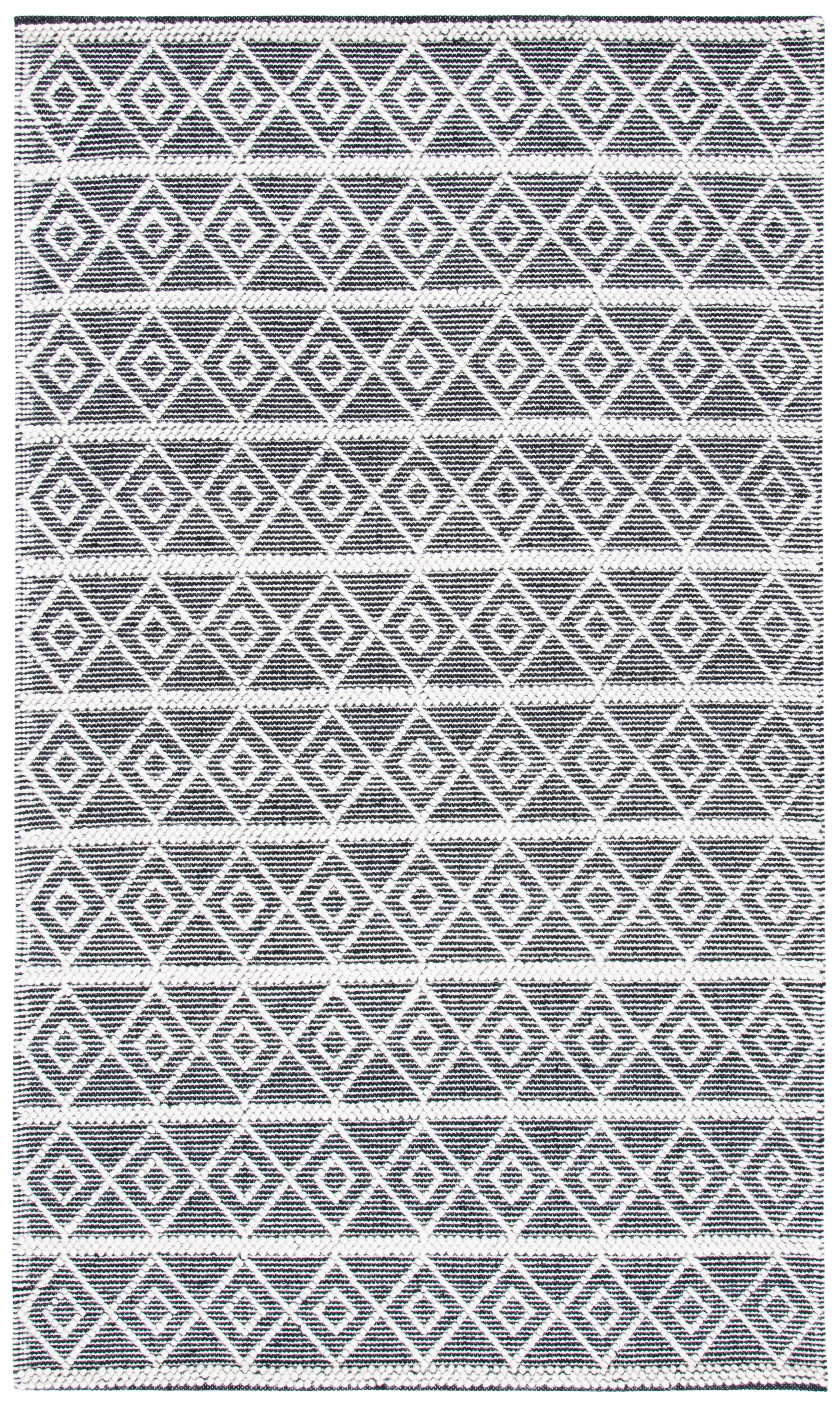 Natura 3' x 5' Ivory and Black Wool Area Rug