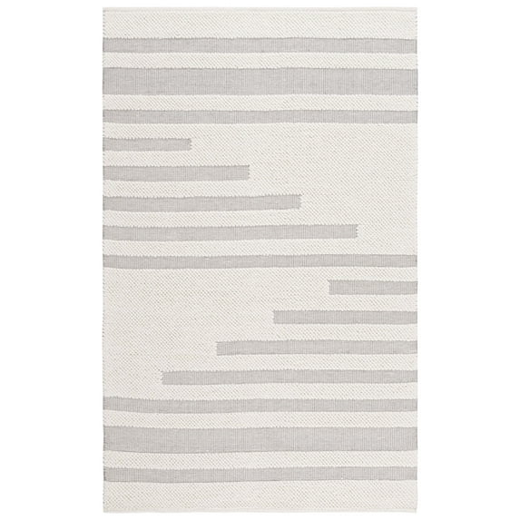 SAFAVIEH Natura Dara Geometric Striped Wool Area Rug, Ivory/Grey, 4' x 6'