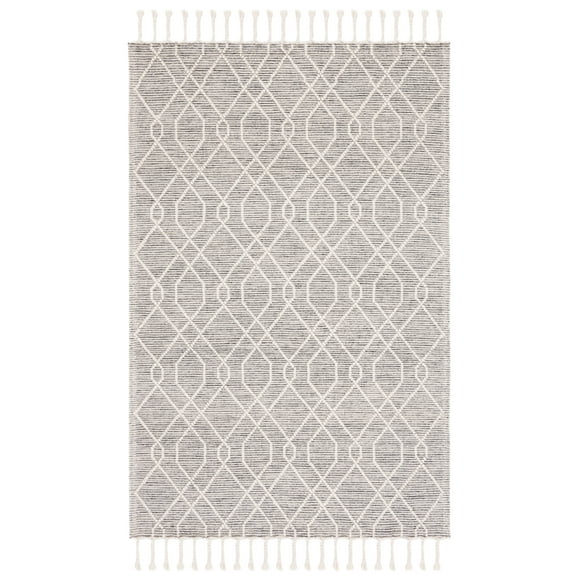 SAFAVIEH Natura Dean Geometric Wool Area Rug, Ivory/Black, 8' x 10'