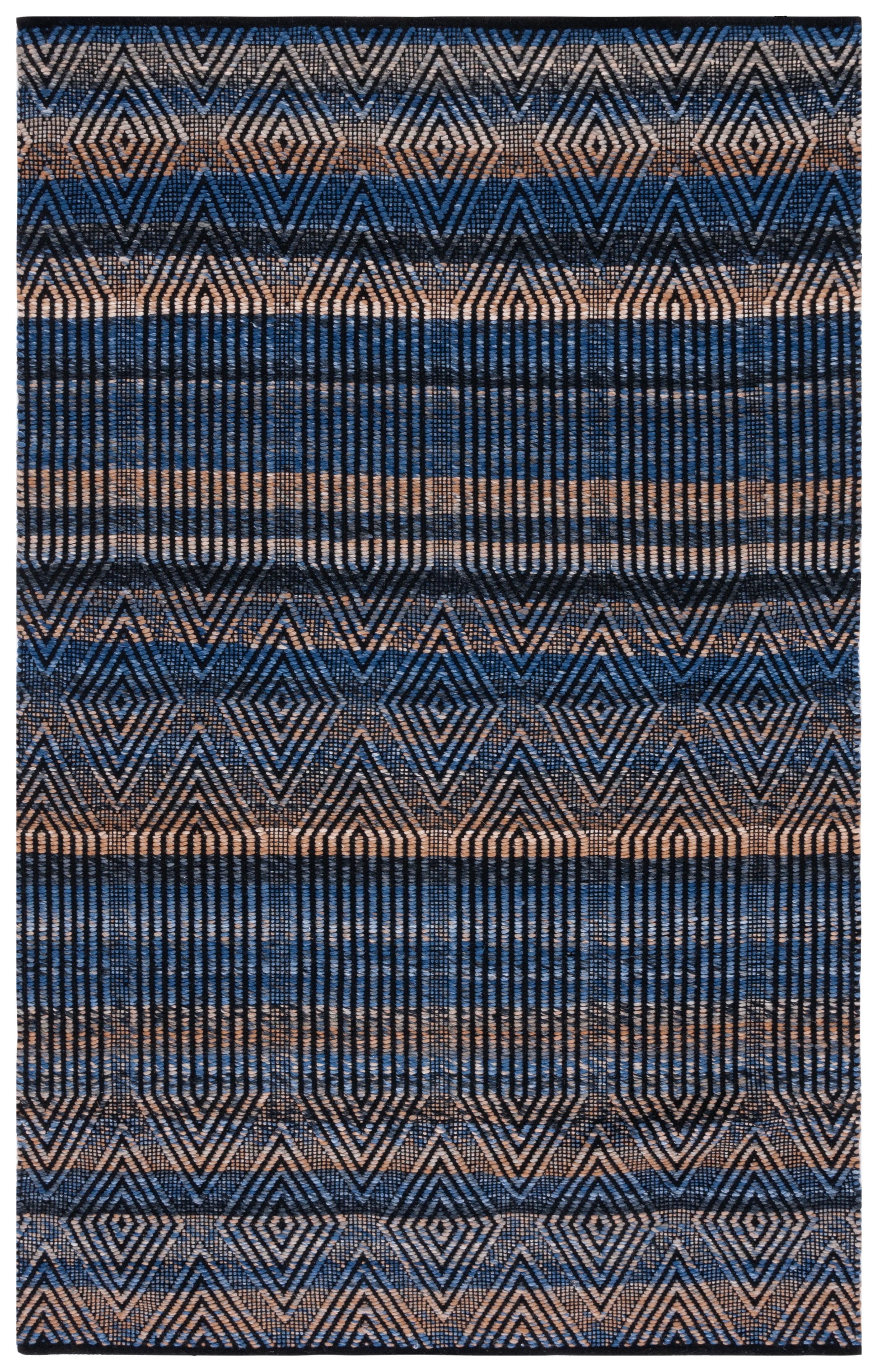 SAFAVIEH Natura Diggory Geometric Polyester Area Rug, Blue/Orange, 4' x 6'