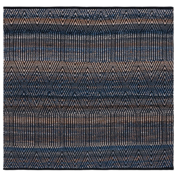SAFAVIEH Natura Diggory Geometric Polyester Area Rug, Blue/Orange, 6' x 6' Square