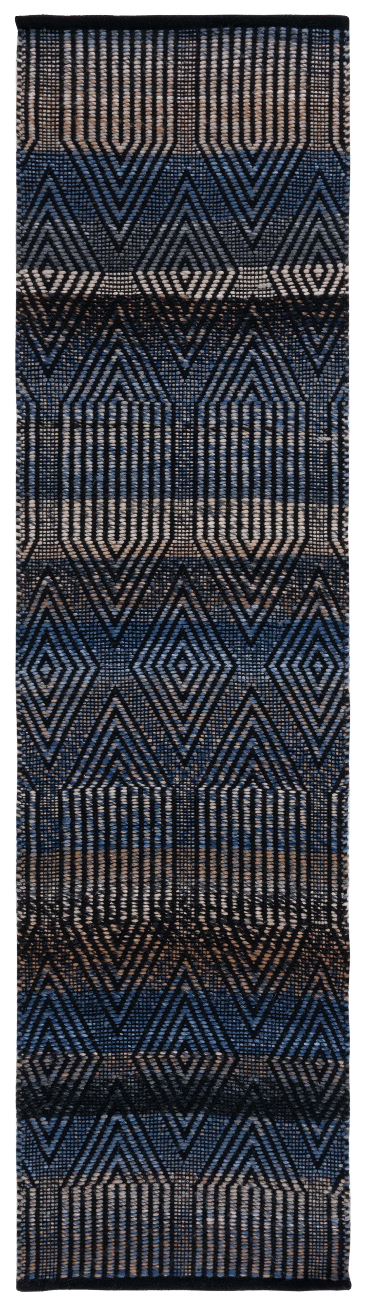 SAFAVIEH Natura Diggory Geometric Polyester Runner Rug, Blue/Orange, 2'3" x 9'