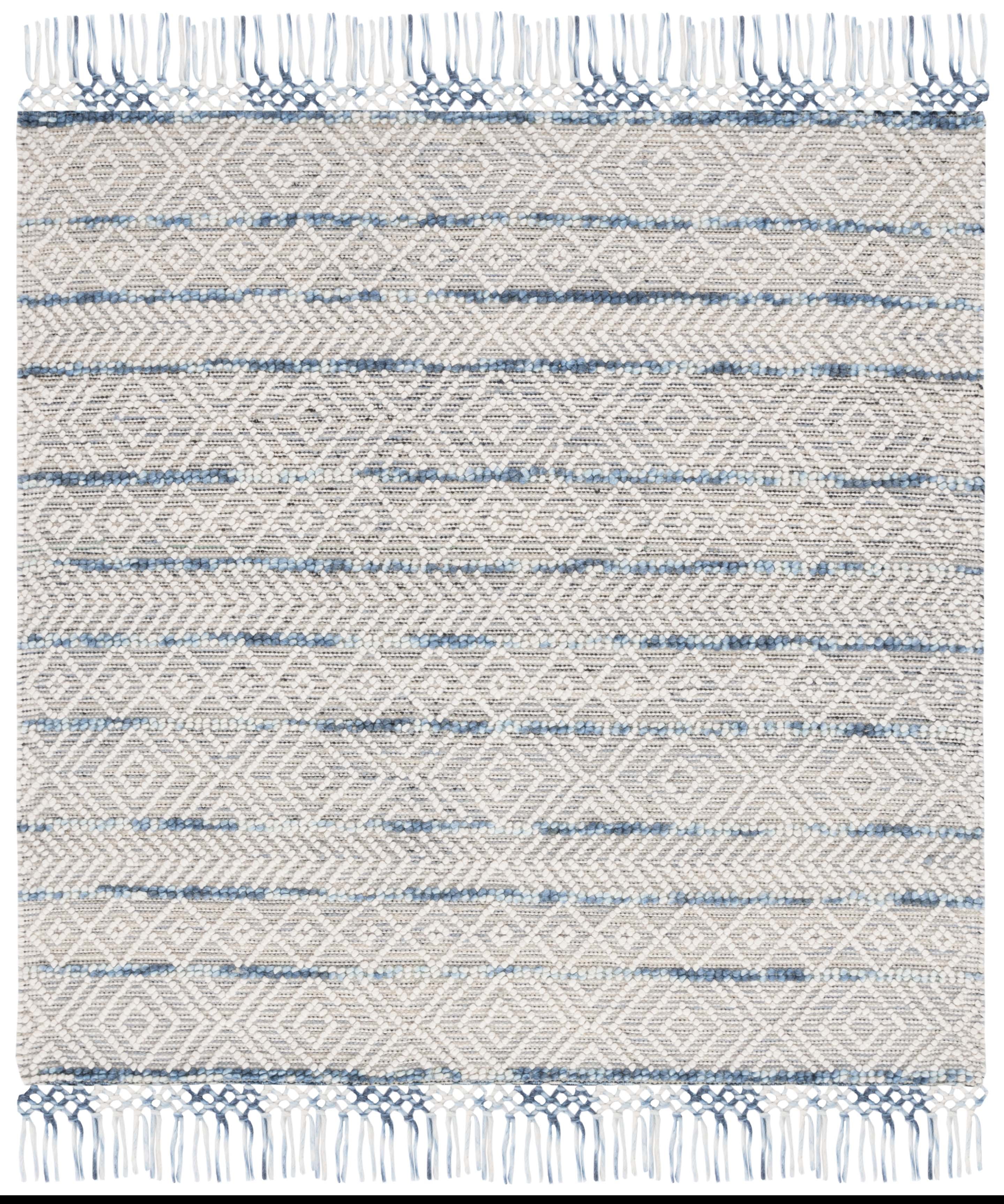 SAFAVIEH Natura Dimitar Geometric Area Rug, Ivory/Blue, 6' x 6' Square