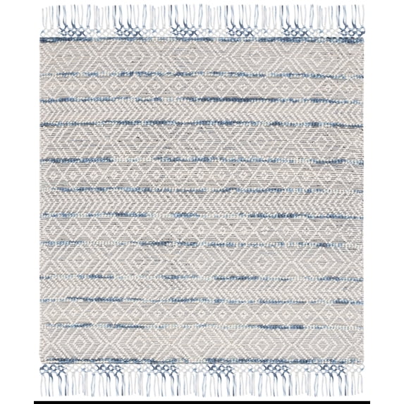 SAFAVIEH Natura Dimitar Geometric Area Rug, Ivory/Blue, 6' x 6' Square