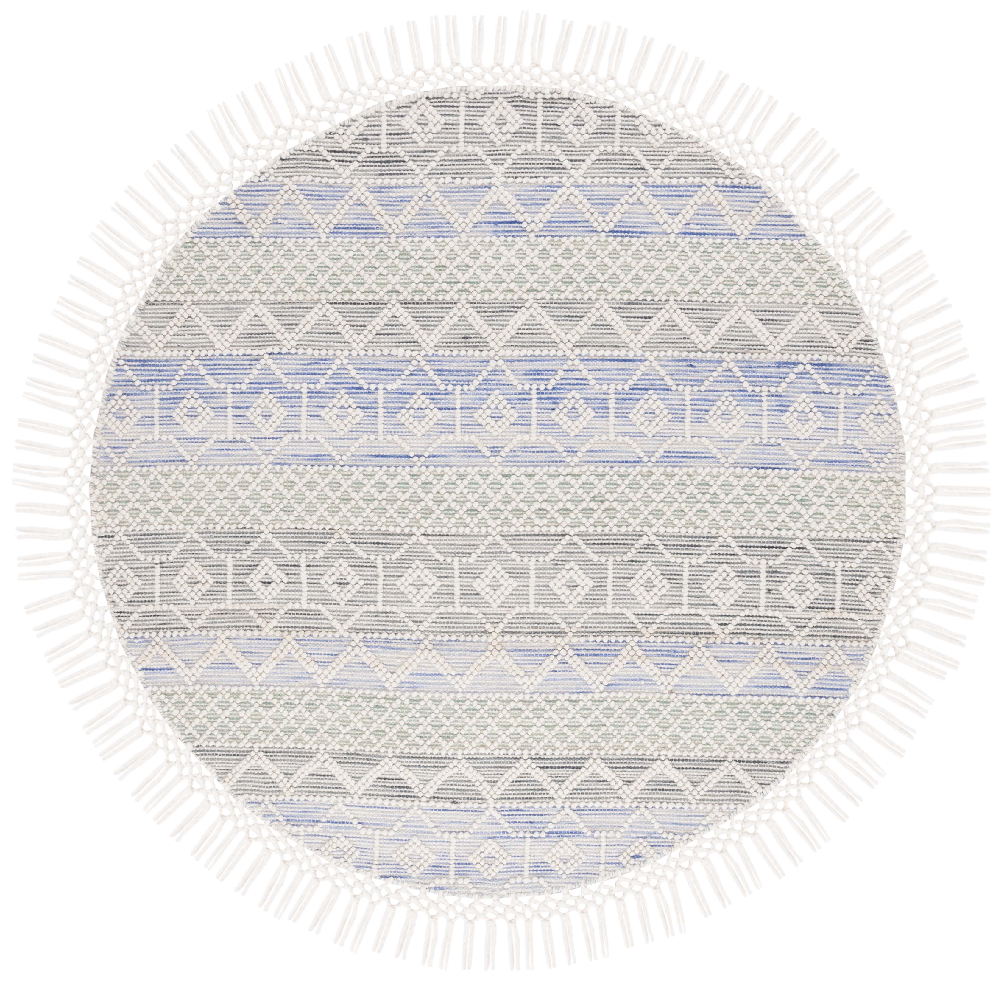 SAFAVIEH Natura Dortha Geometric Area Rug, Ivory/Light Blue, 6' x 6' Round