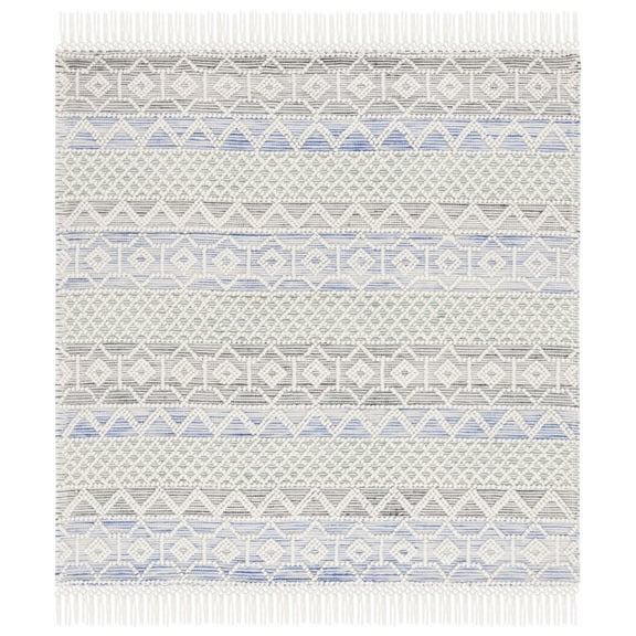 SAFAVIEH Natura Dortha Geometric Area Rug, Ivory/Light Blue, 6' x 6' Square