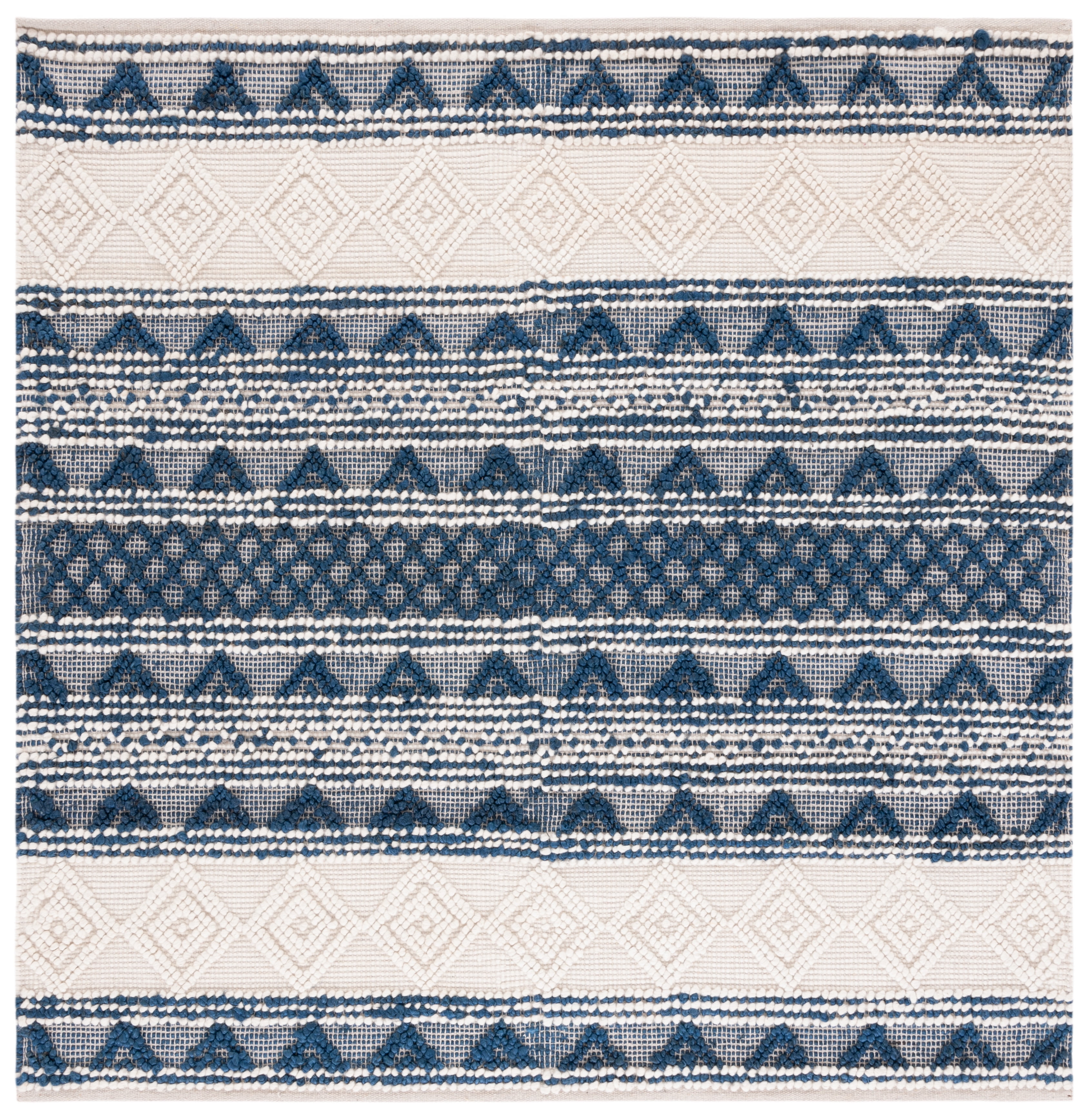 SAFAVIEH Natura Dusan Geometric Area Rug, Navy/Ivory, 6' x 6' Square