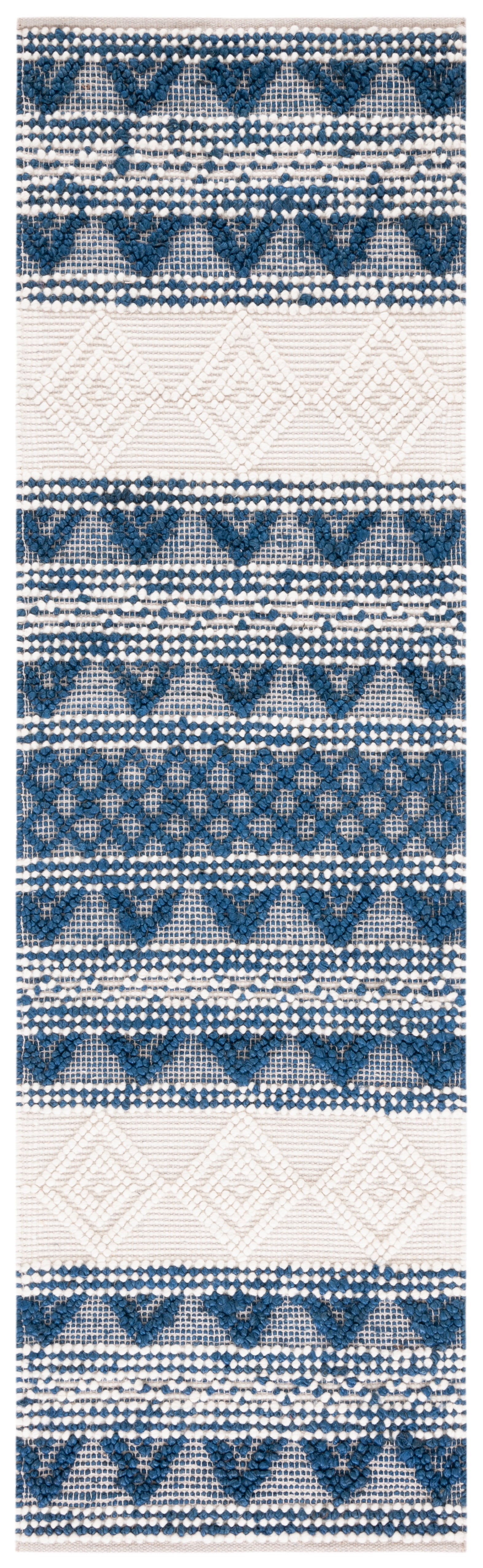 SAFAVIEH Natura Dusan Geometric Runner Rug, Navy/Ivory, 2'3" x 8'