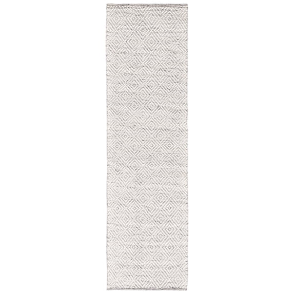 SAFAVIEH Natura Eanna Geometric Runner Rug, Ivory/Light Grey, 2'3" x 18'