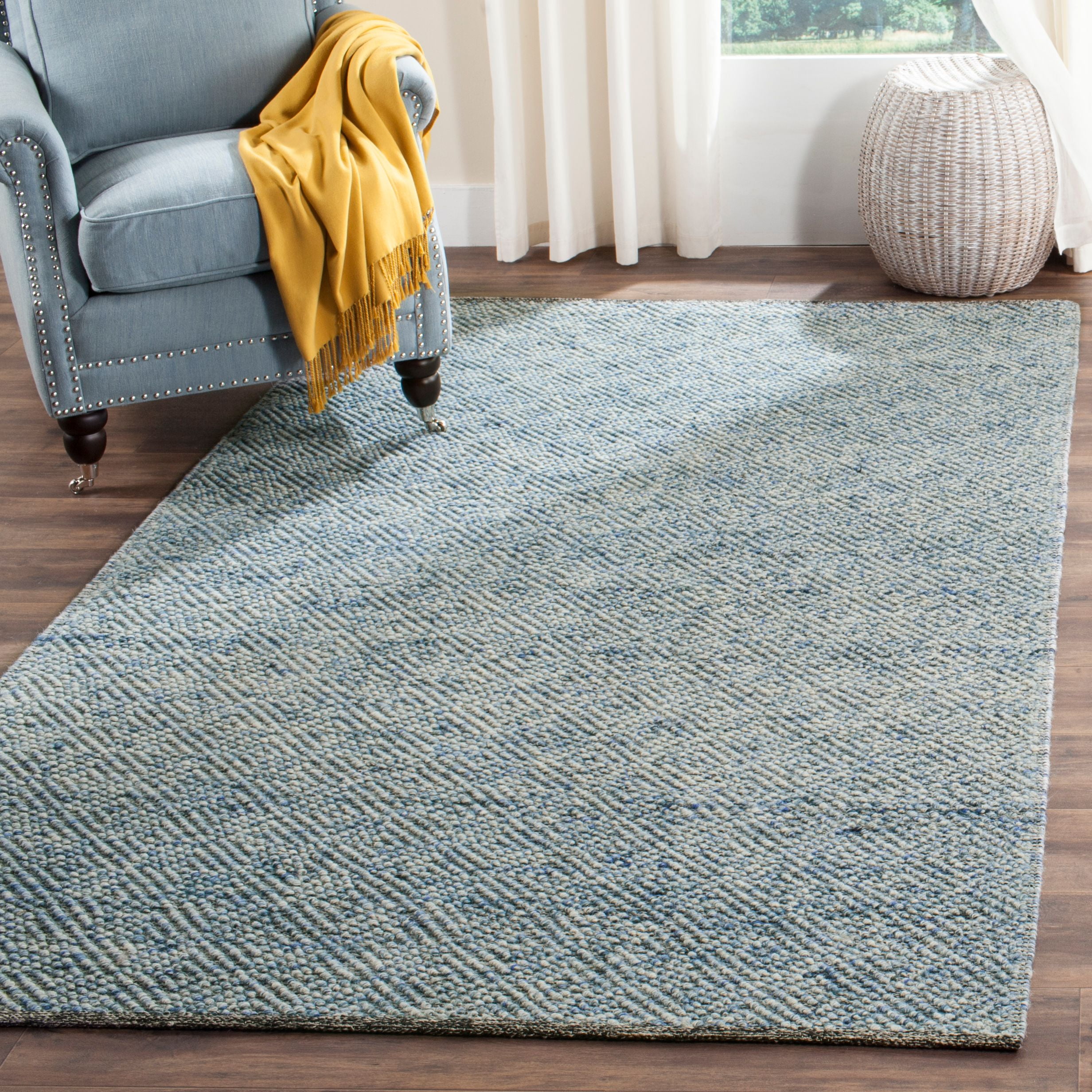Handmade Blue Wool Tufted Reversible 3' x 5' Area Rug