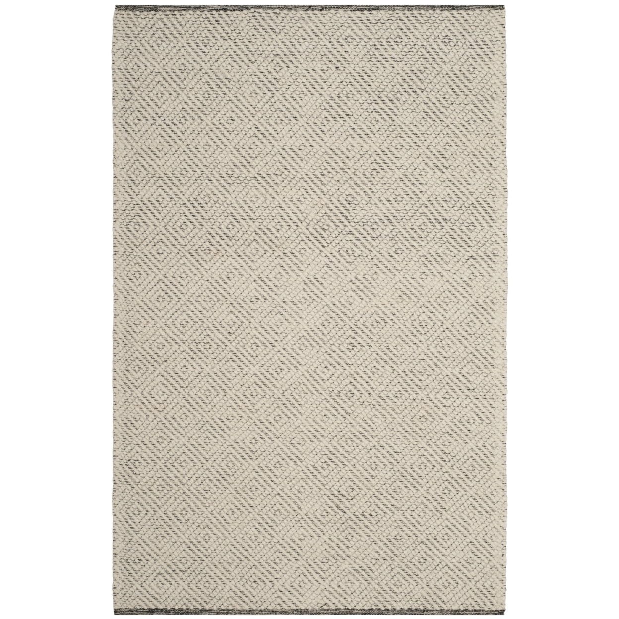 SAFAVIEH Natura Eanna Geometric Wool Area Rug, Ivory/Light Grey, 4' x 6'