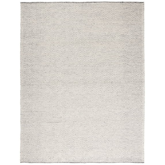 SAFAVIEH Natura Eanna Geometric Wool Area Rug, Ivory/Light Grey, 9' x 12'