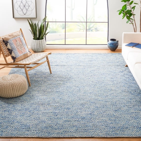 SAFAVIEH Natura Eanna Geometric Wool Runner Rug, Blue, 2'3" x 10'