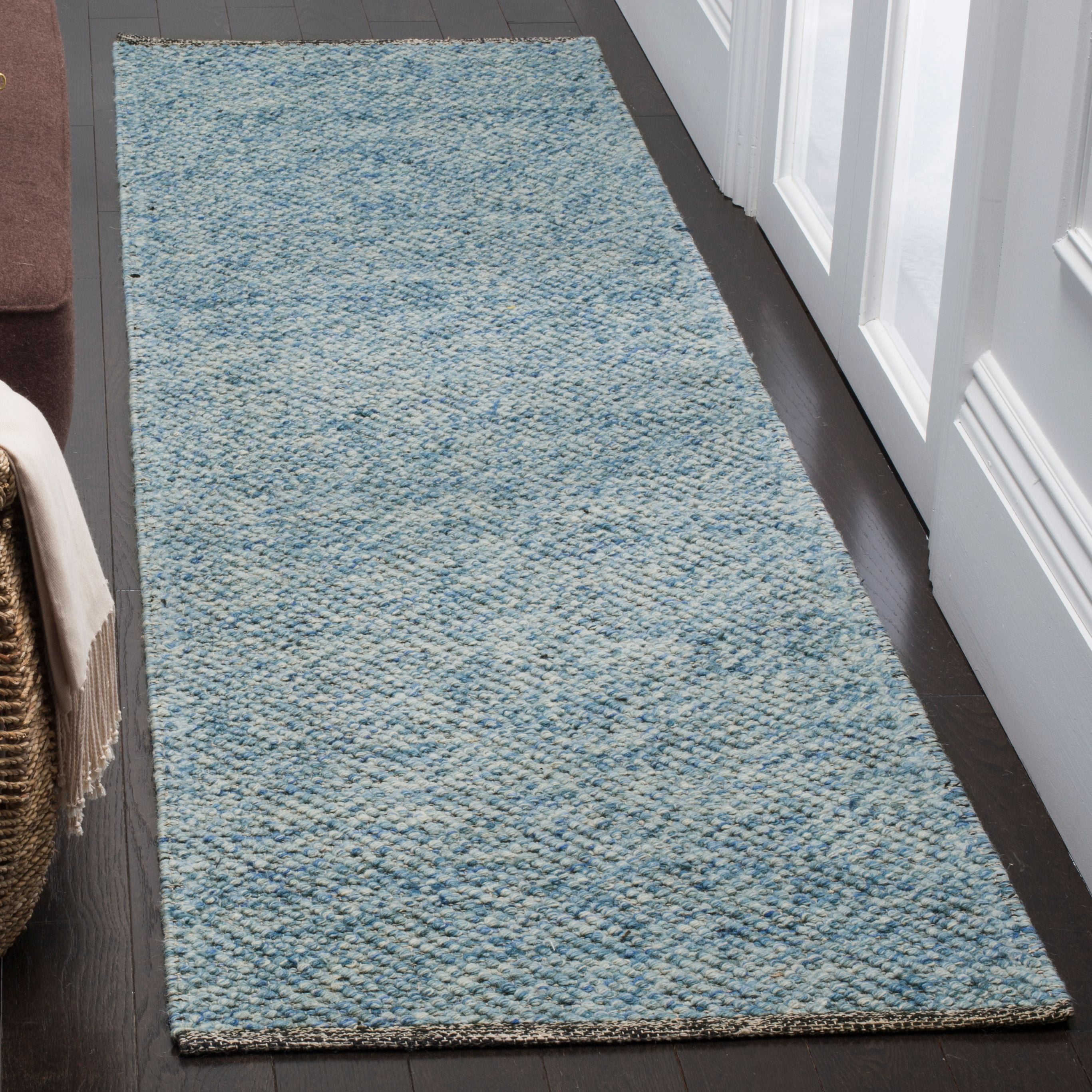 SAFAVIEH Natura Eanna Geometric Wool Runner Rug, Blue, 2'3" x 12'
