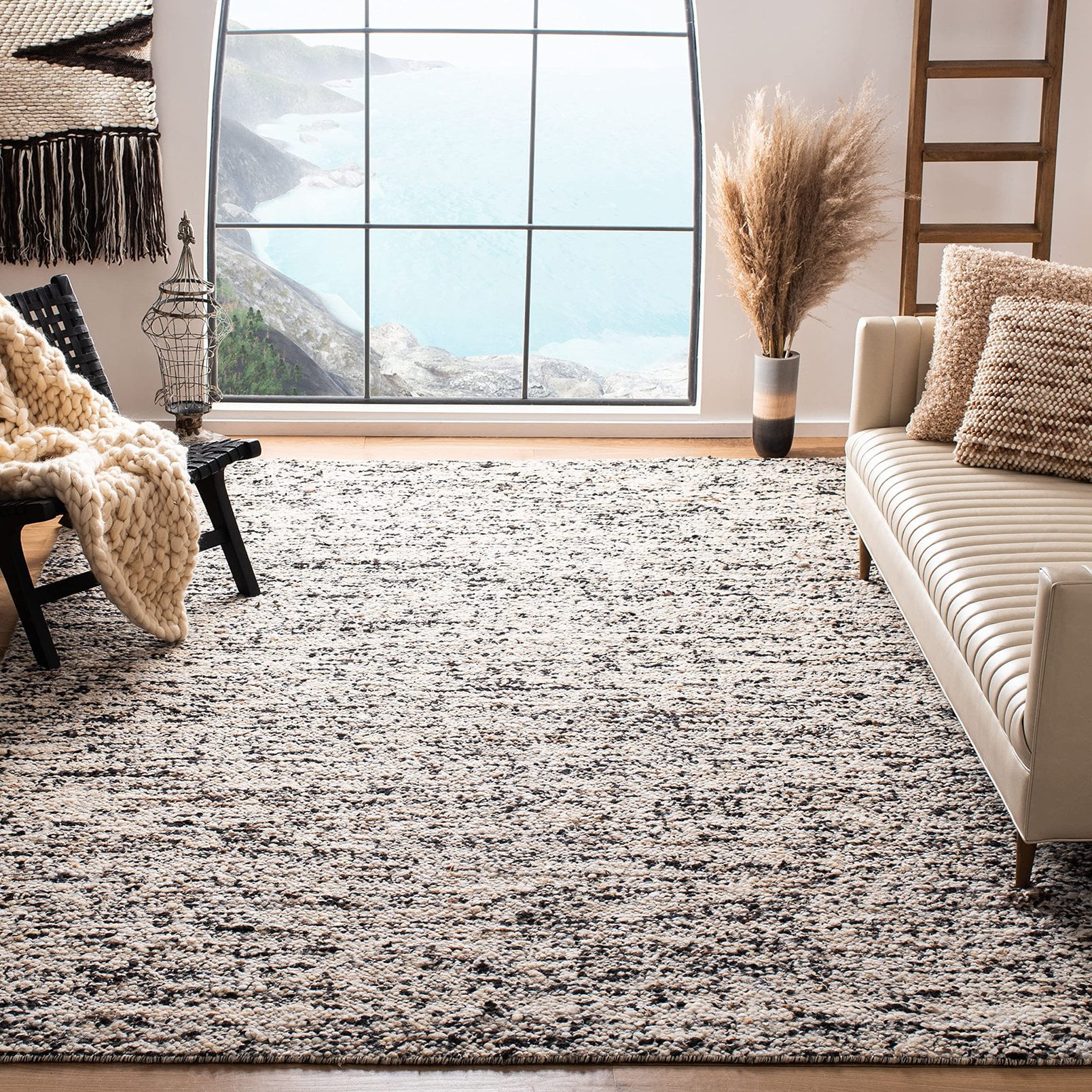 Beige and Grey Hand-Tufted Wool Rectangular Area Rug