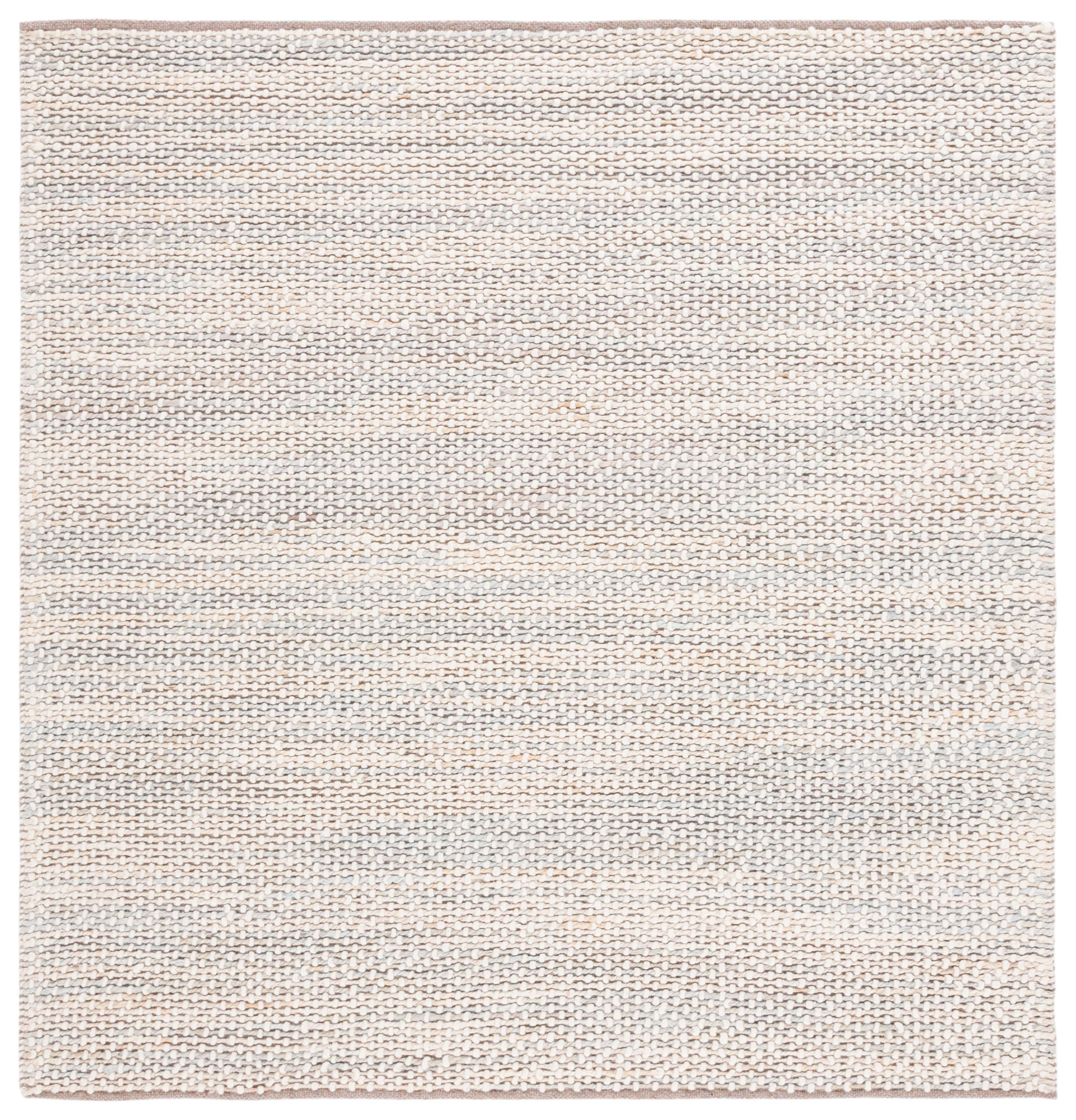 Natural Light Grey Handwoven Wool Square Area Rug