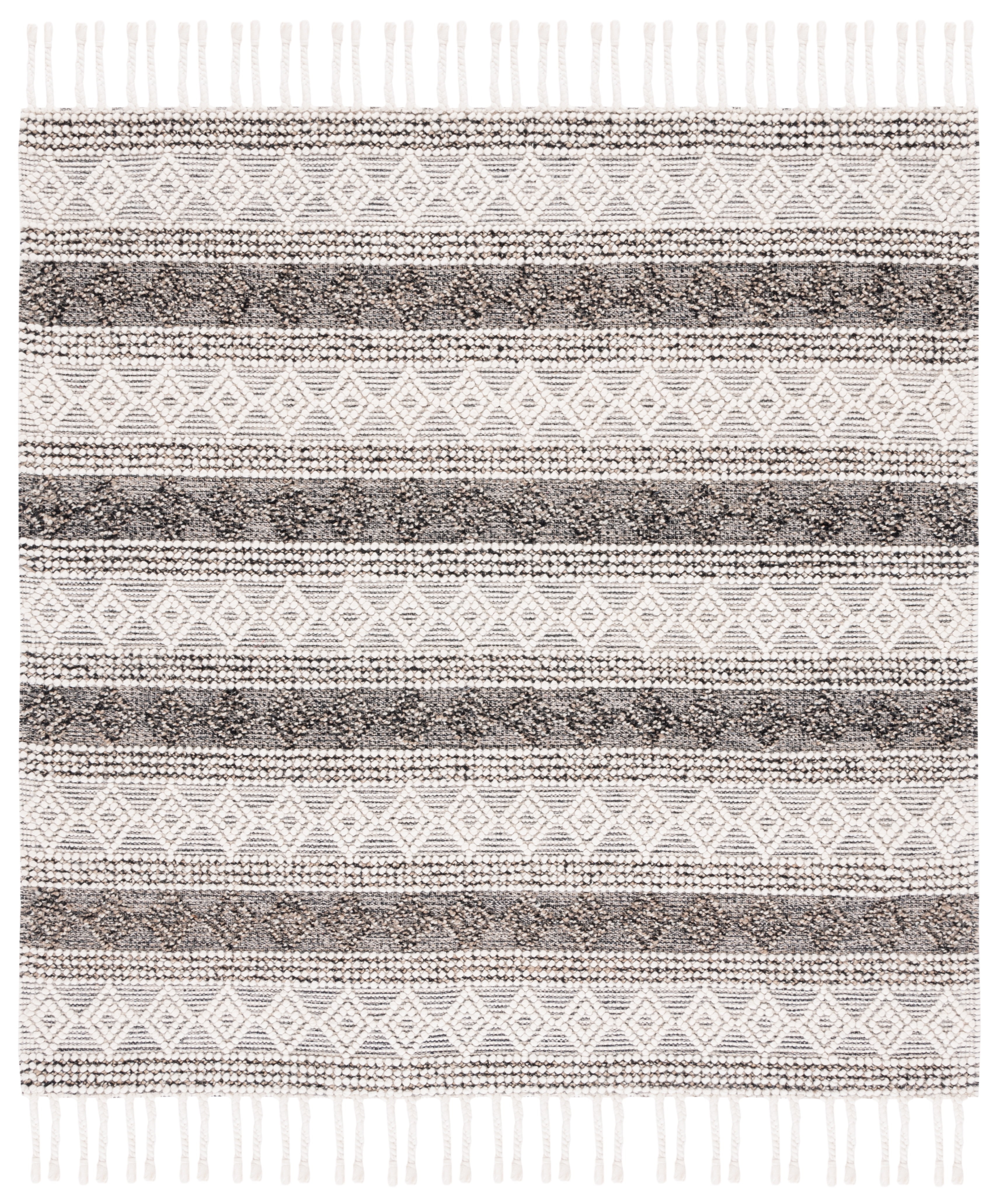 SAFAVIEH Natura Elinor Geometric Striped Area Rug, Ivory/Black, 6' x 6' Square