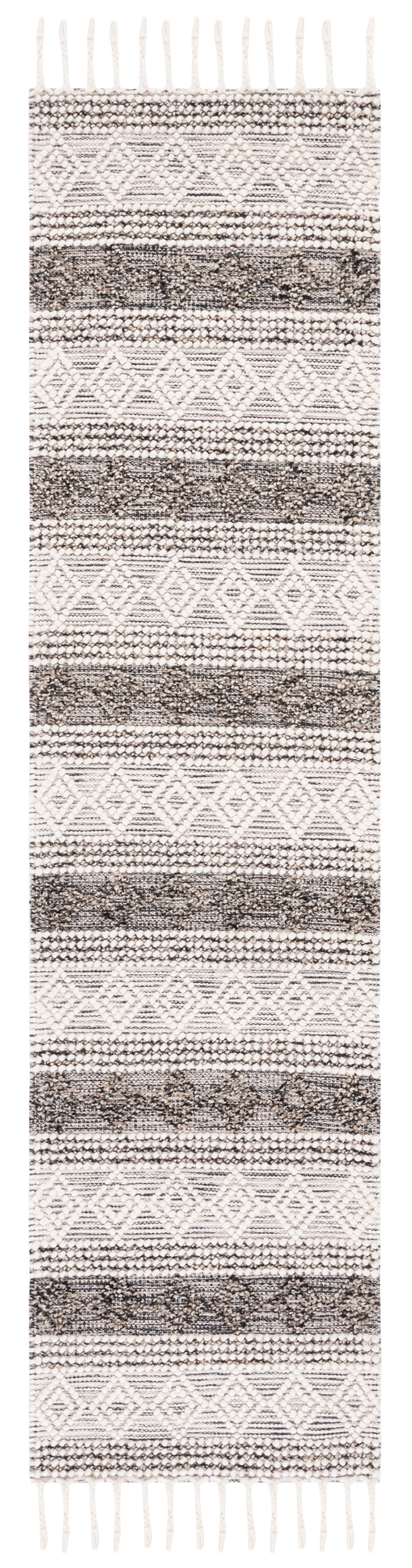 SAFAVIEH Natura Elinor Geometric Striped Runner Rug, Ivory/Black, 2'3" x 9'